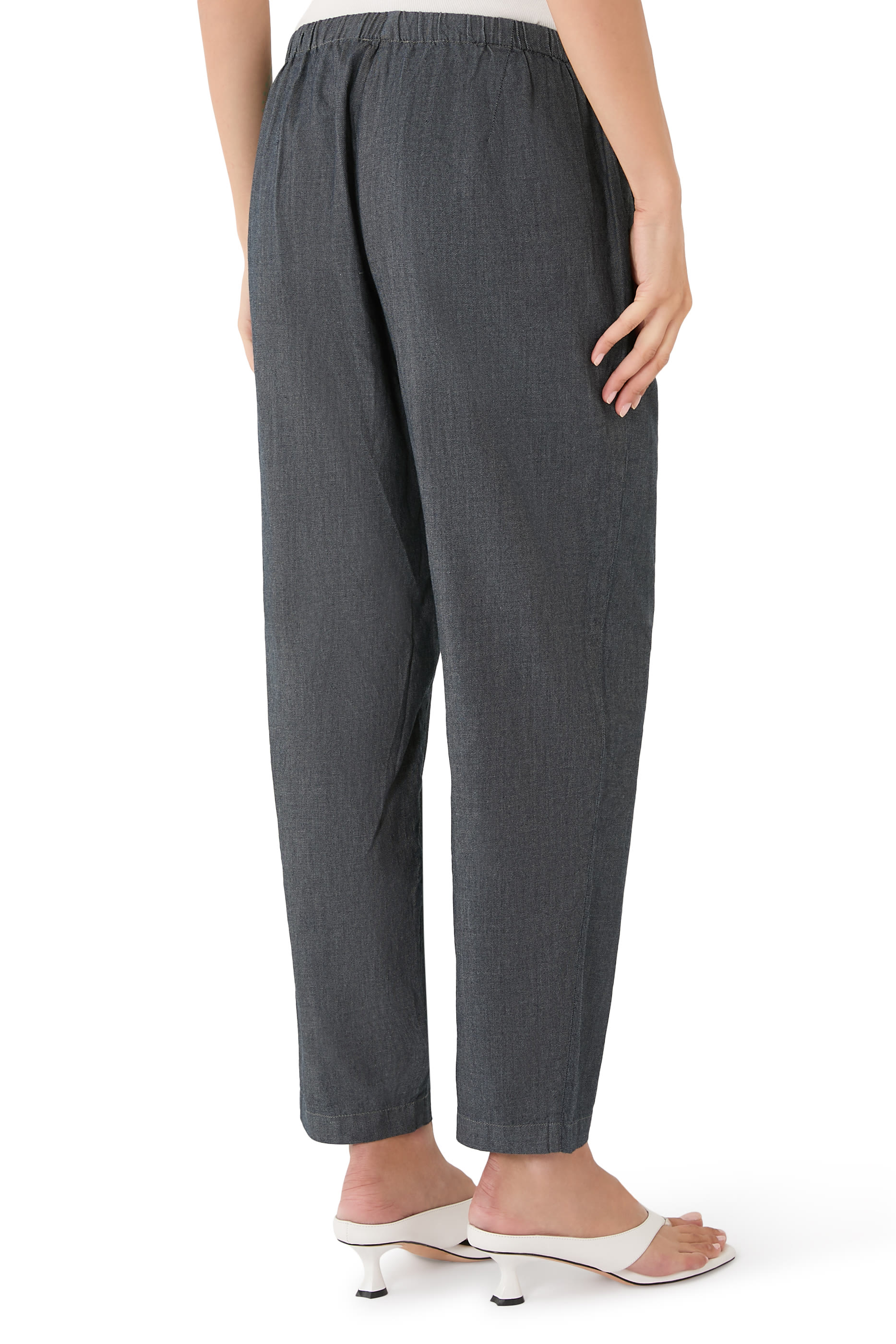 Organic Cotton Twill Pull-On Ankle Pants