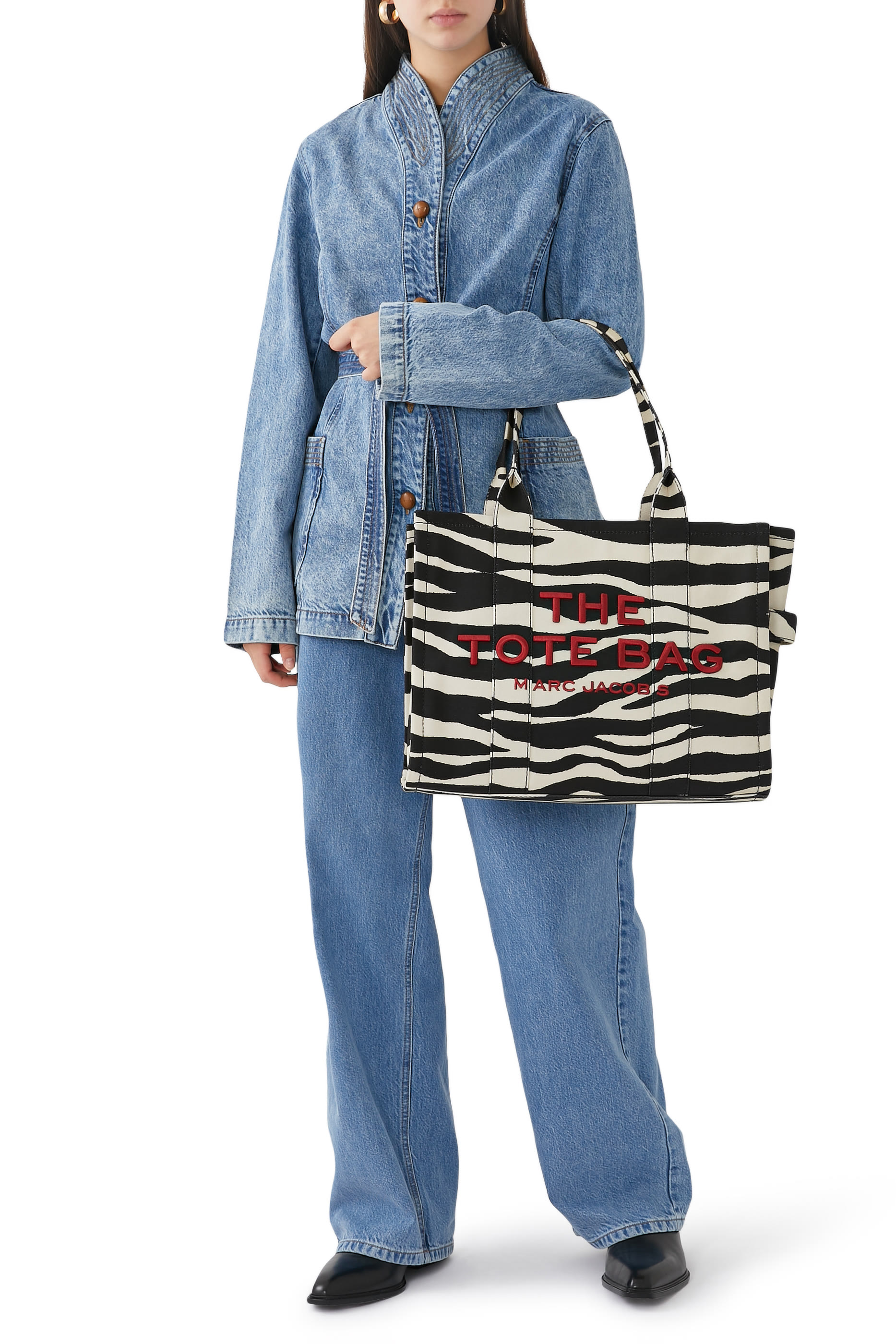 Zebra Canvas Large Tote Bag