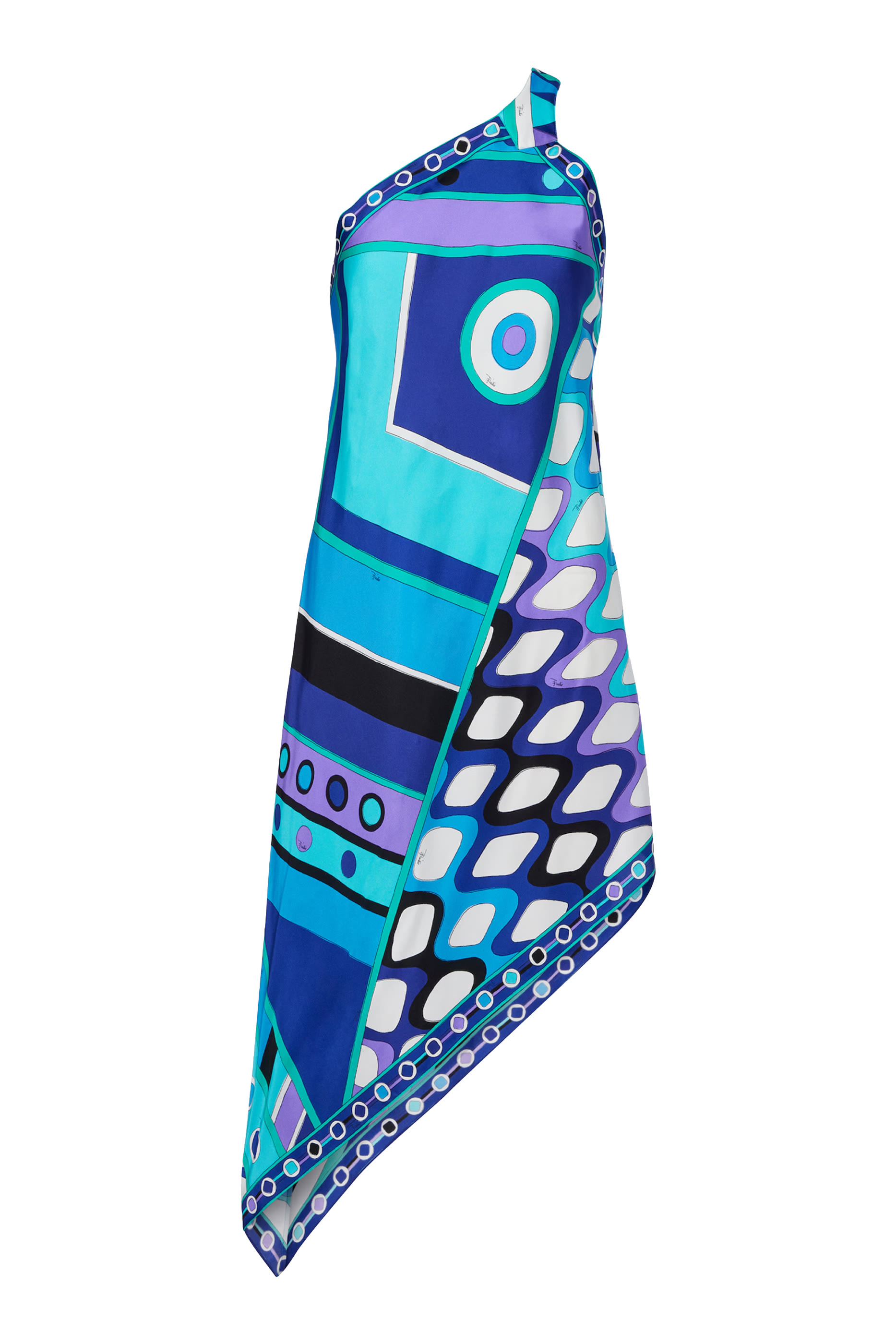  Vivara Print One-Shoulder Silk Dress