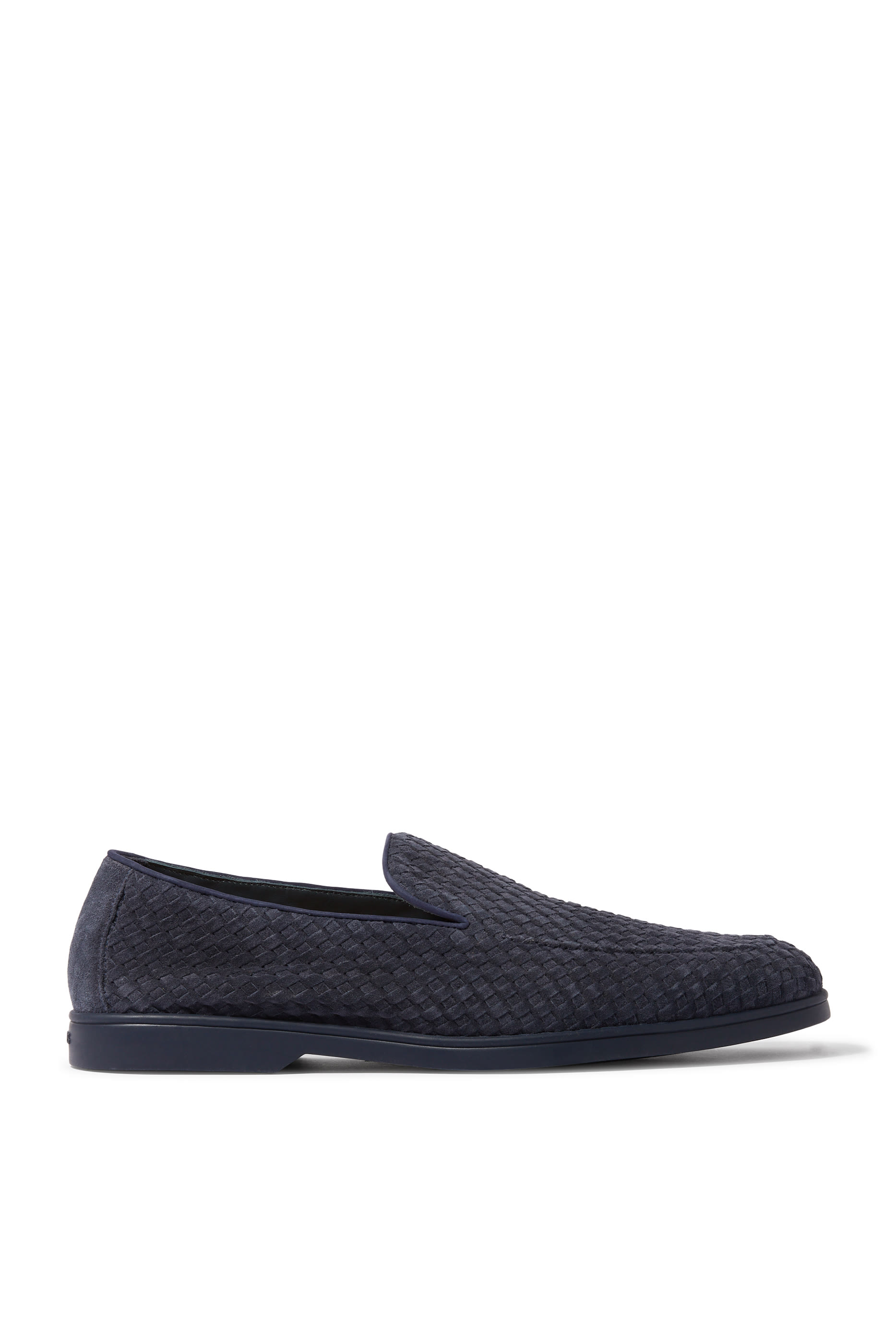 Weave Pattern Suede Loafers