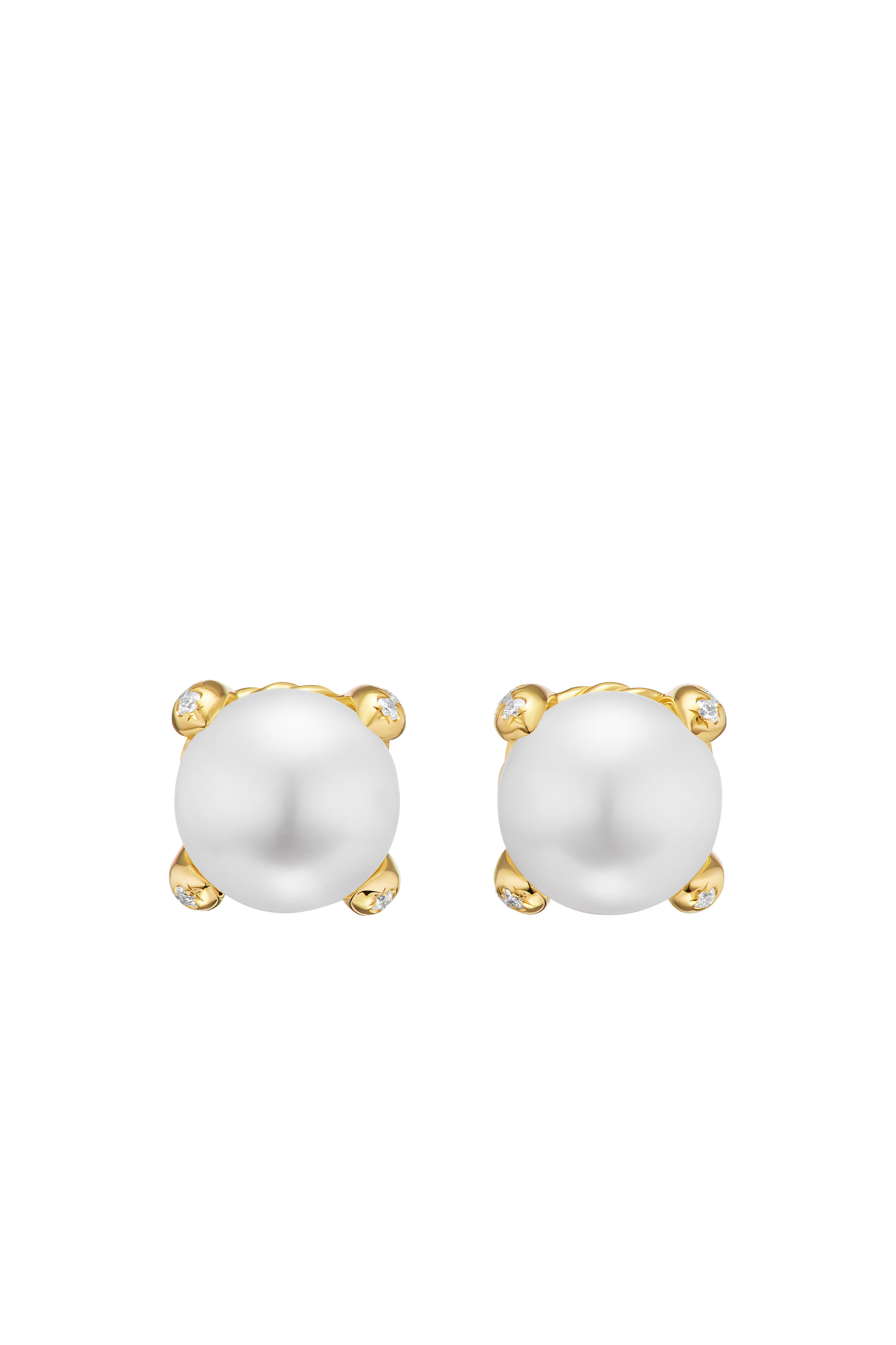 Pearl Classics Stud Earrings, 18K Yellow Gold & Diamonds