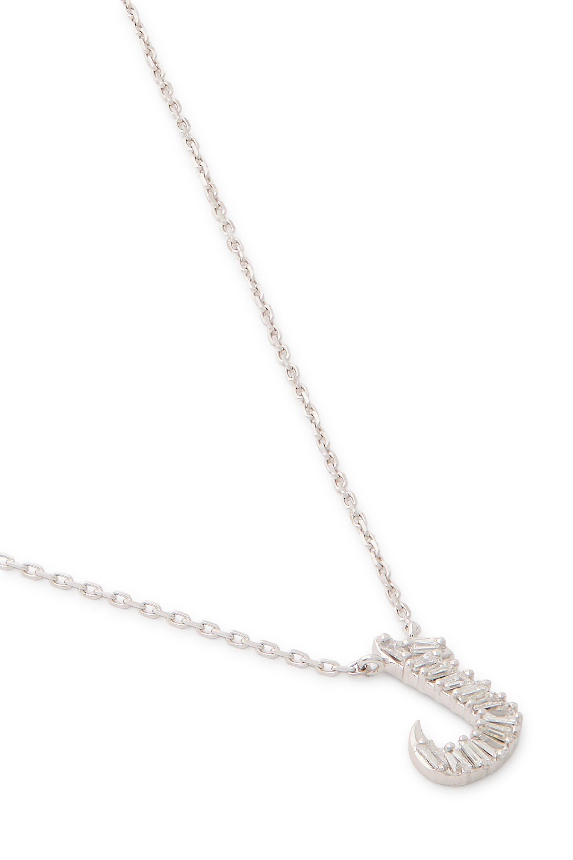 Oula Letter Chain Pendant, 18k White Gold & Diamonds