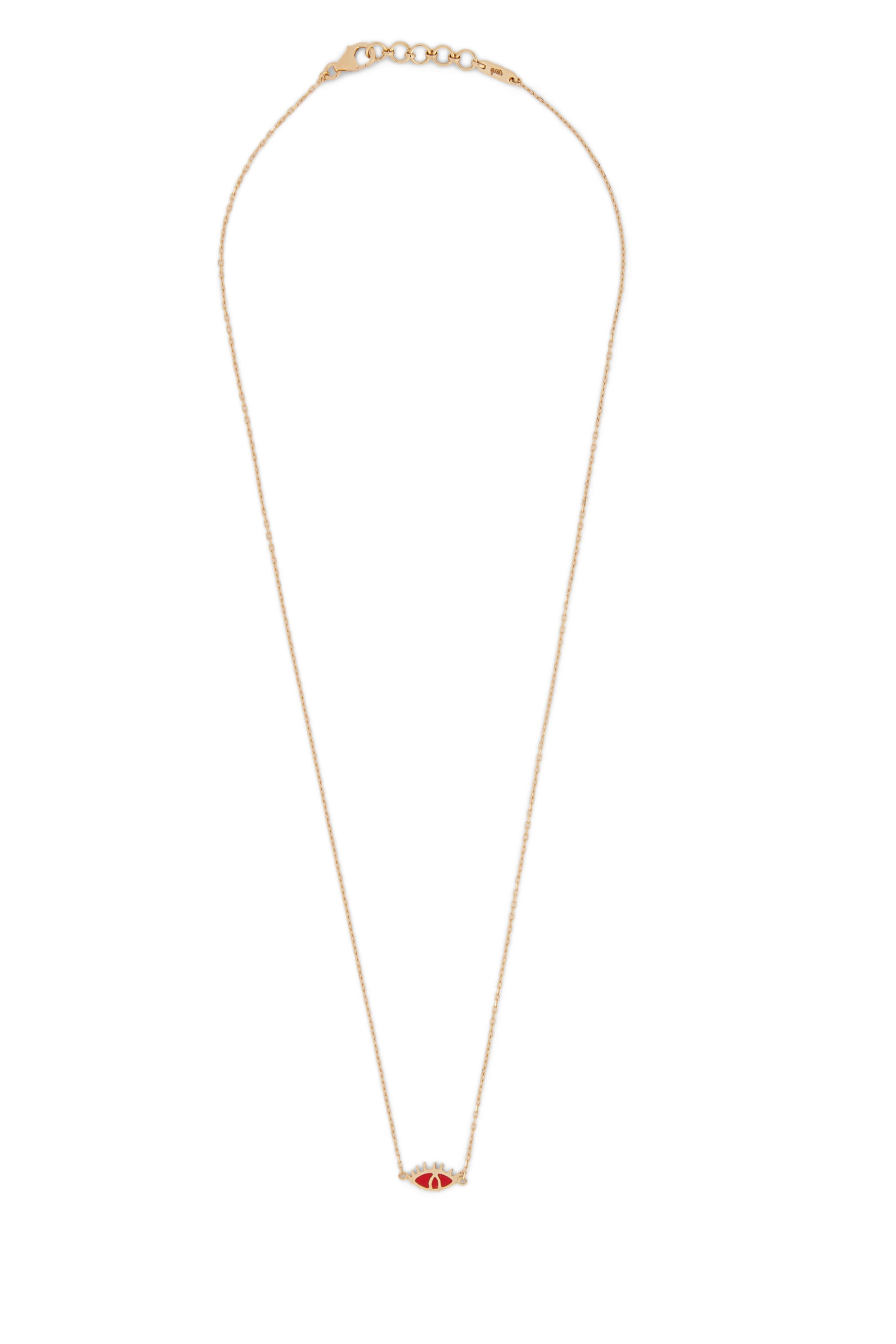 Eye Red Enamel Gold Necklace