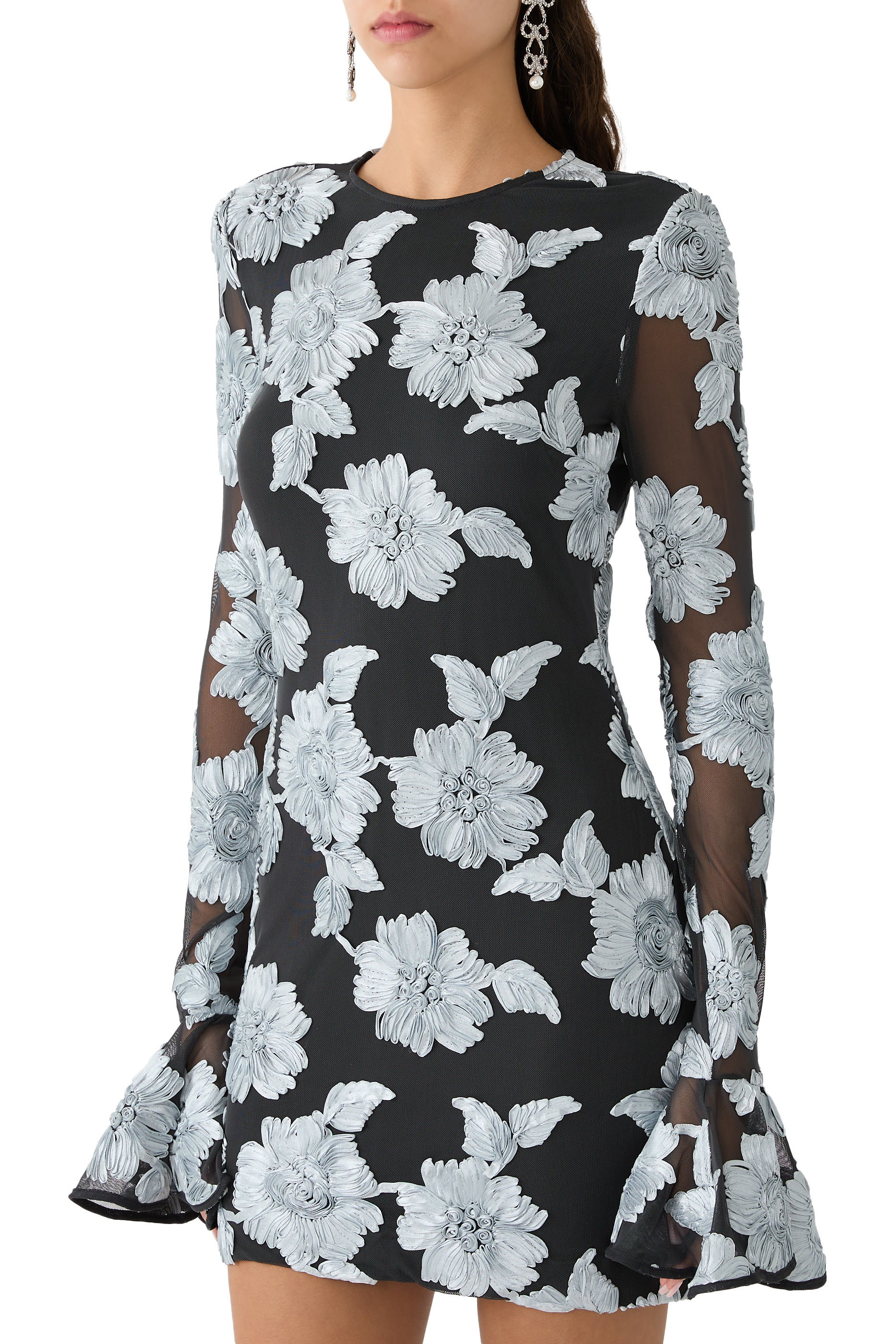 Floral Mesh Mini Dress