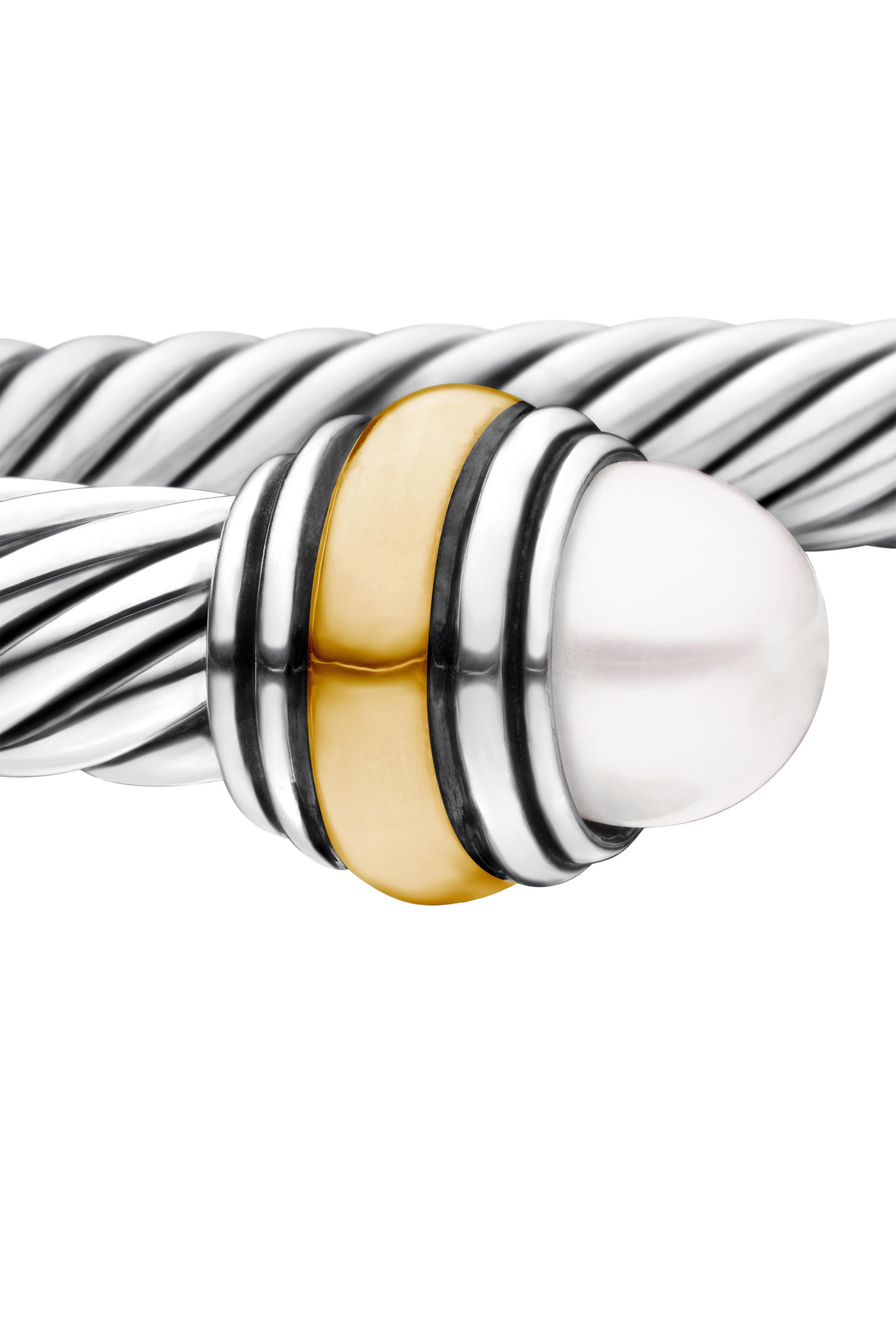 Classic Cable Bracelet, Sterling Silver with 14k Yellow Gold and Pearls