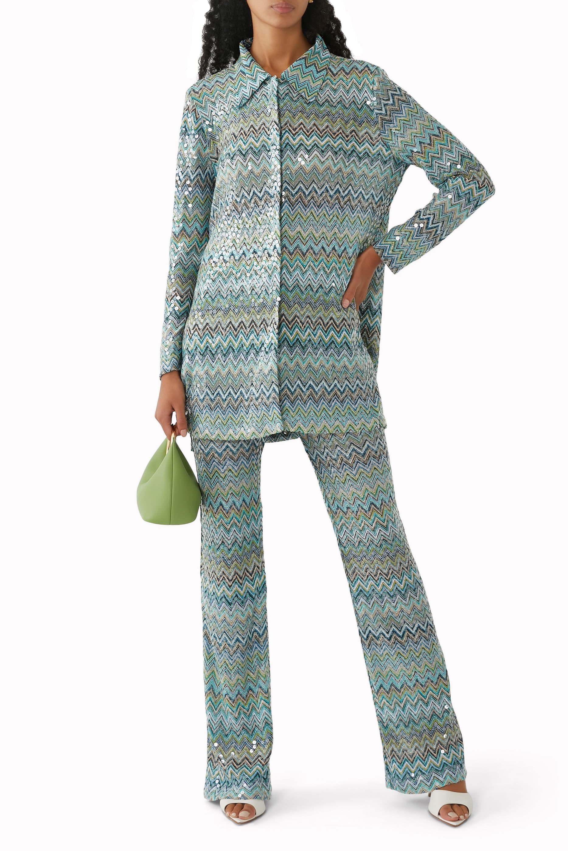 Exclusive Mare Chevron Raschel Sequinned Shirt