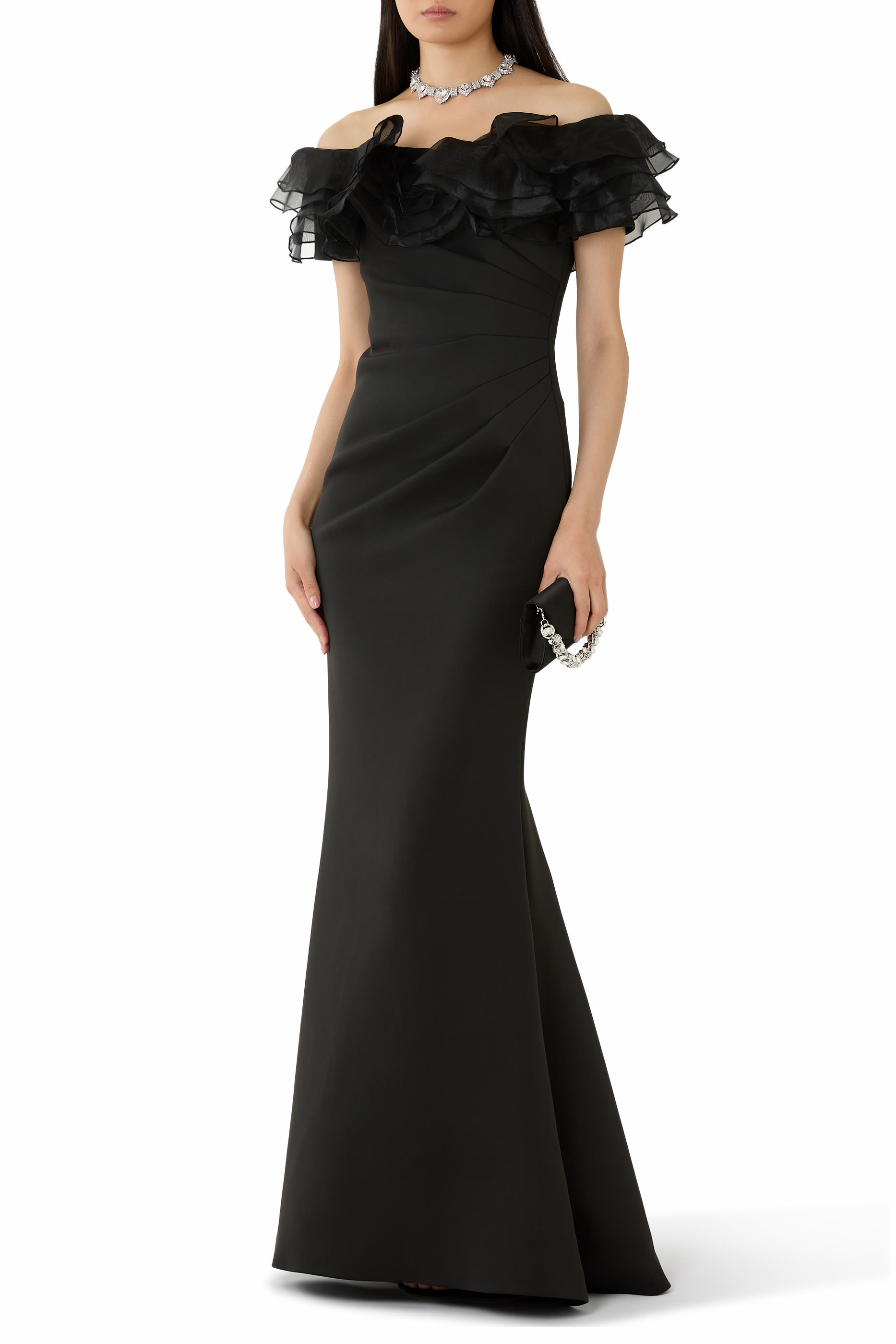 Ruffle Off-Shoulder Gown