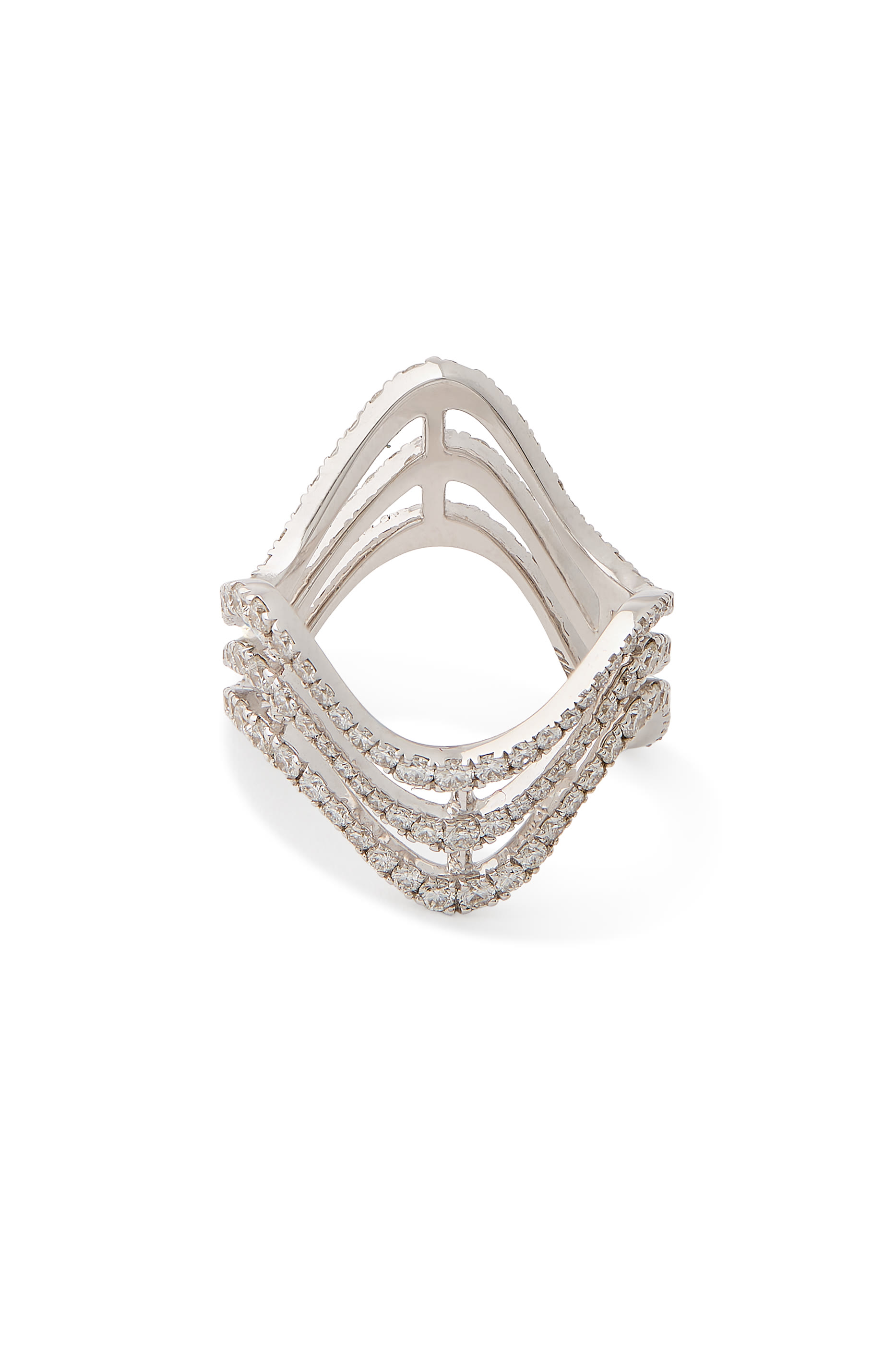 Tidal Wave Ring, 18K White Gold & Diamonds