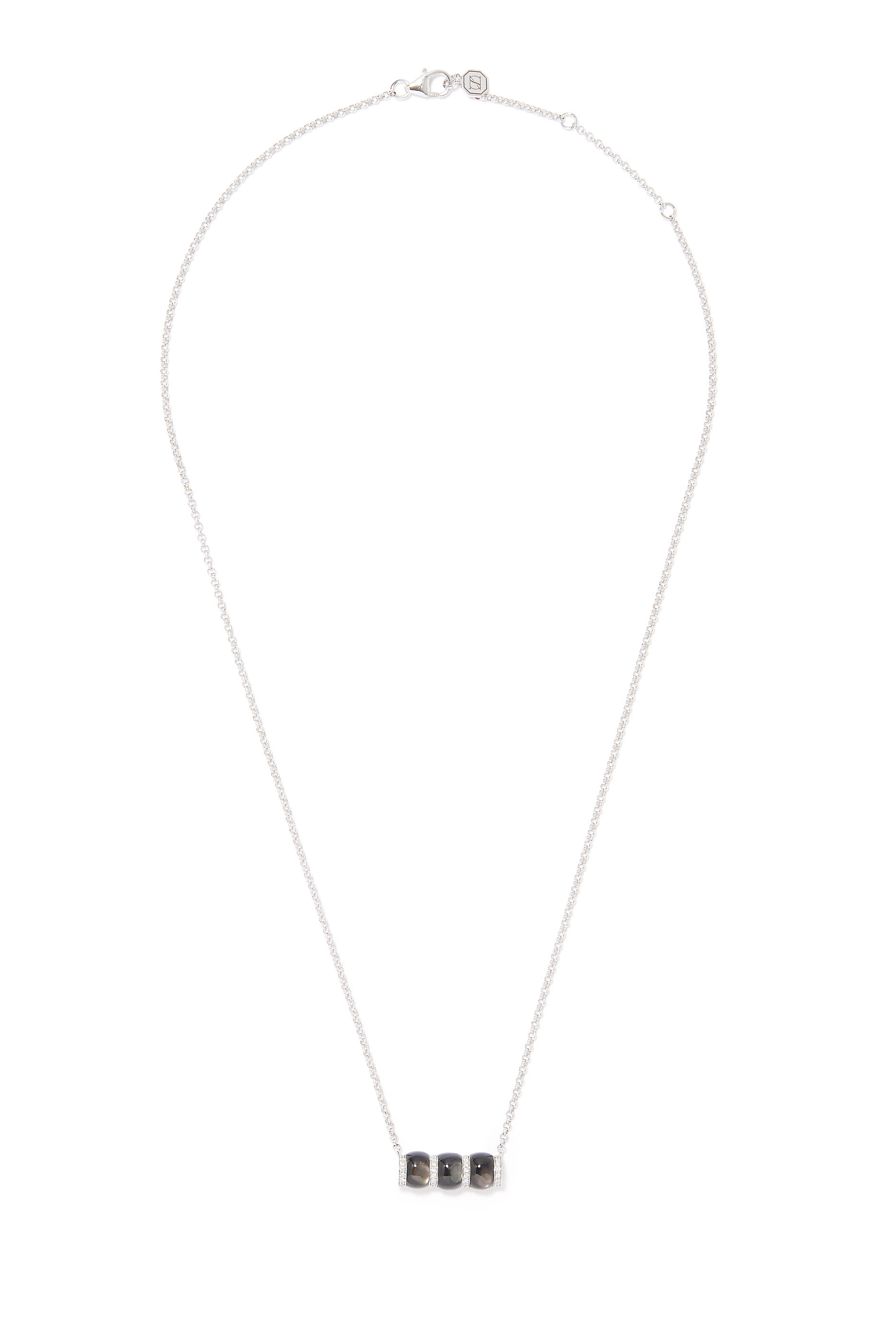 Cerith Pendant, 18K White Gold with Black Mother of Pearl & Diamonds