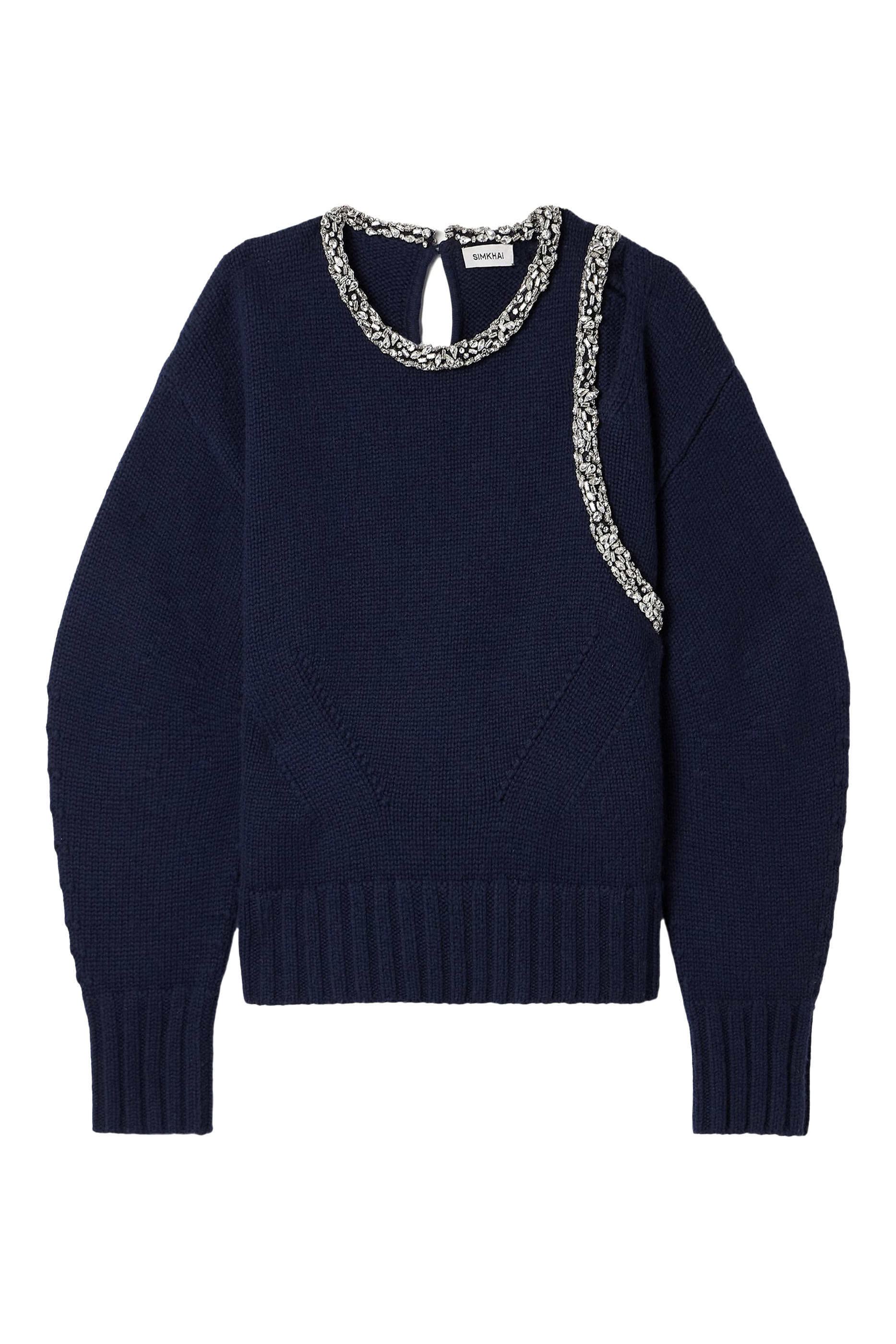 Monroe Cutout Crystal-Embellished Wool-Blend Sweater