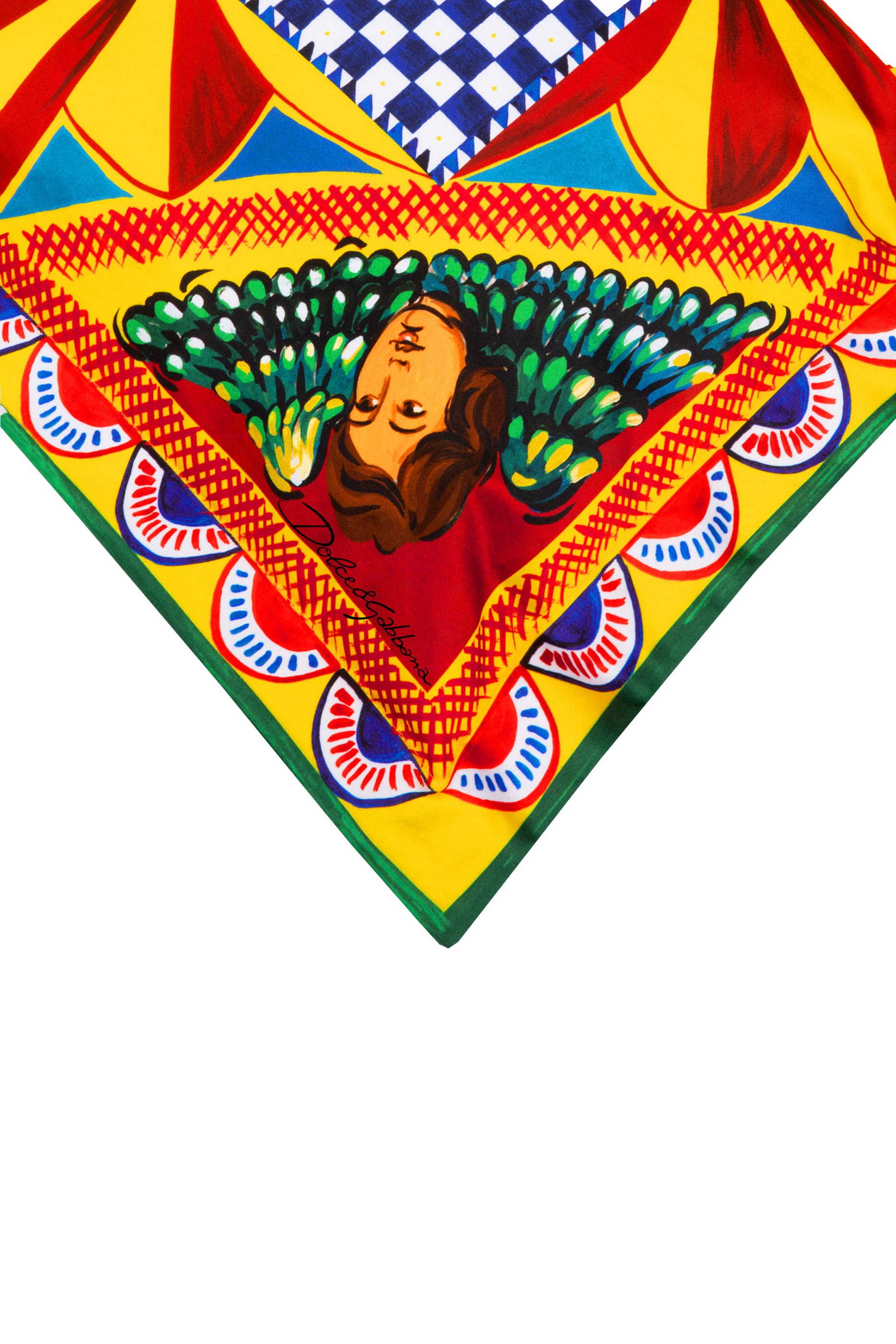 Duchesse Cotton Cushion Medium Carretto with Green