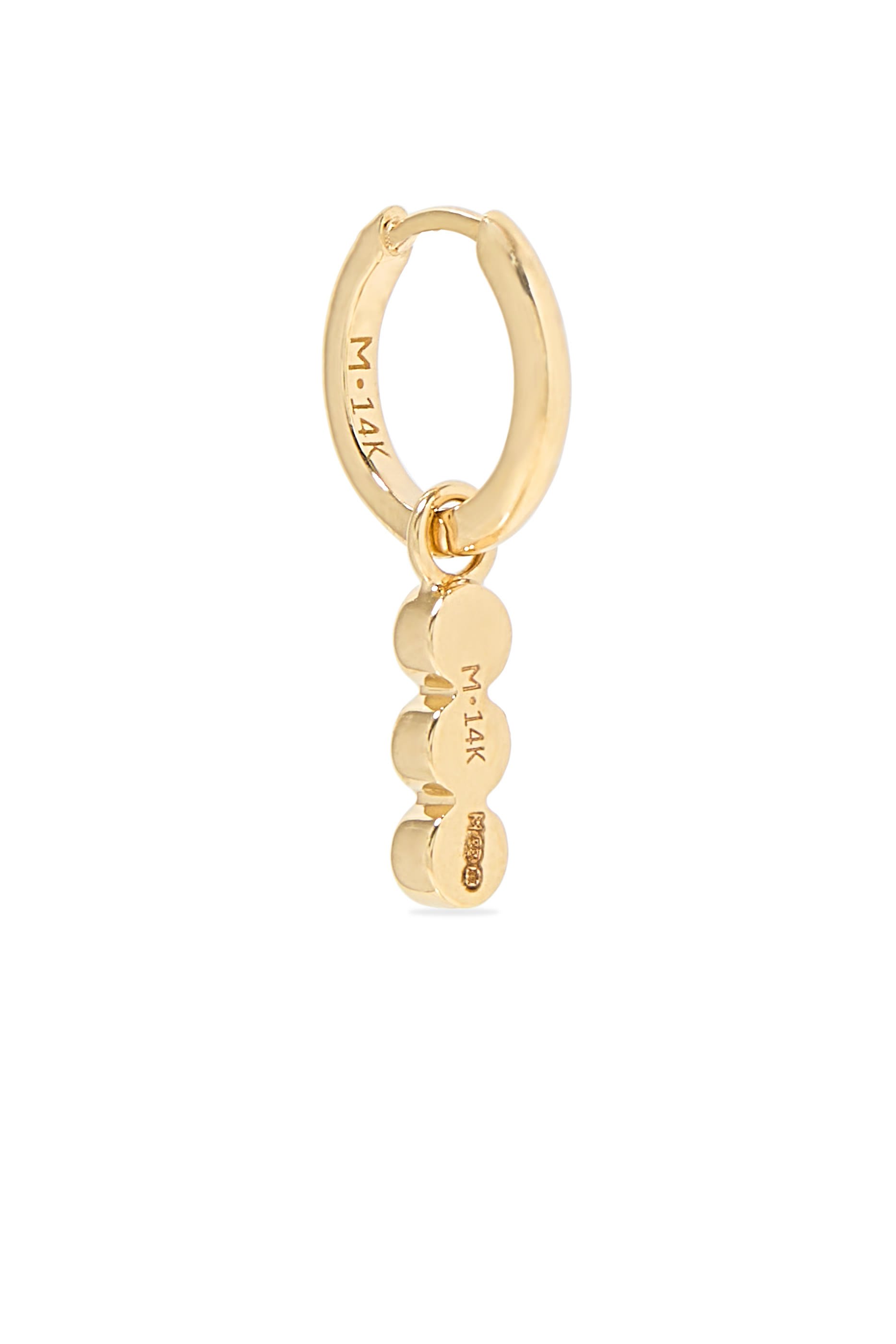 Fine Charm Single Hoop Earring, 14k Recycled Yellow Gold & Diamonds