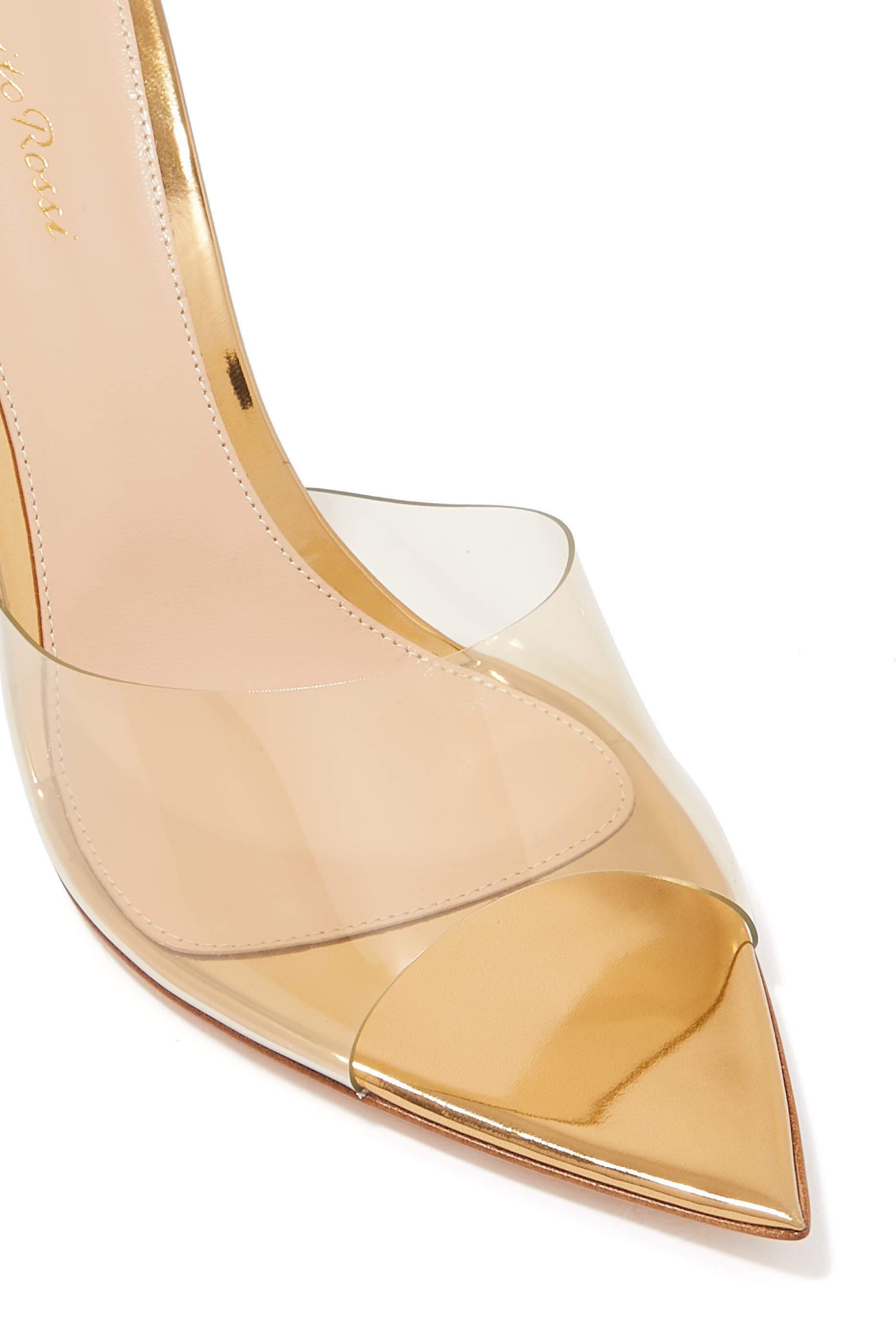 Elle 85 Plexi & Metallic Leather Mules