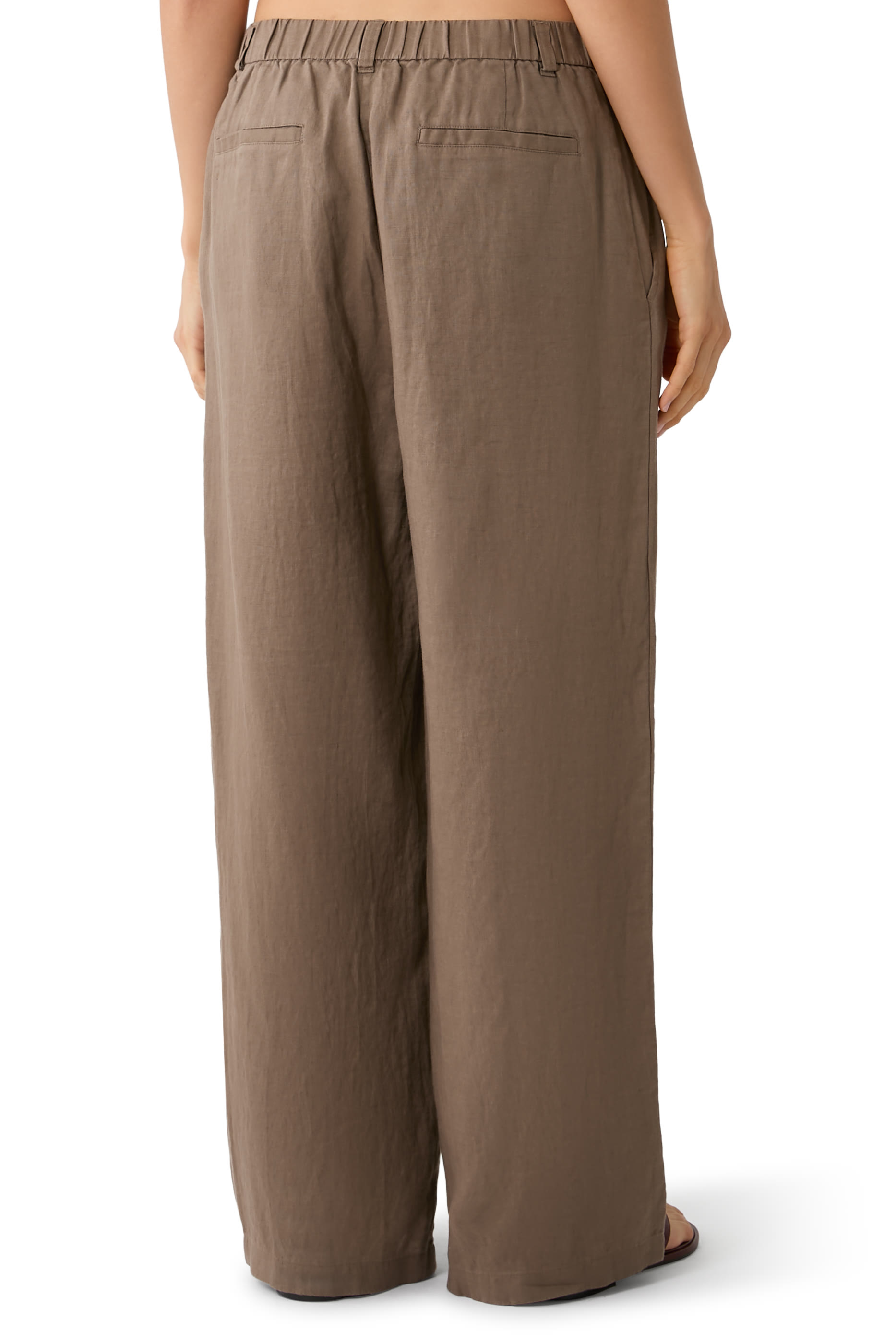 High-Waisted Full-Length Wide Trousers