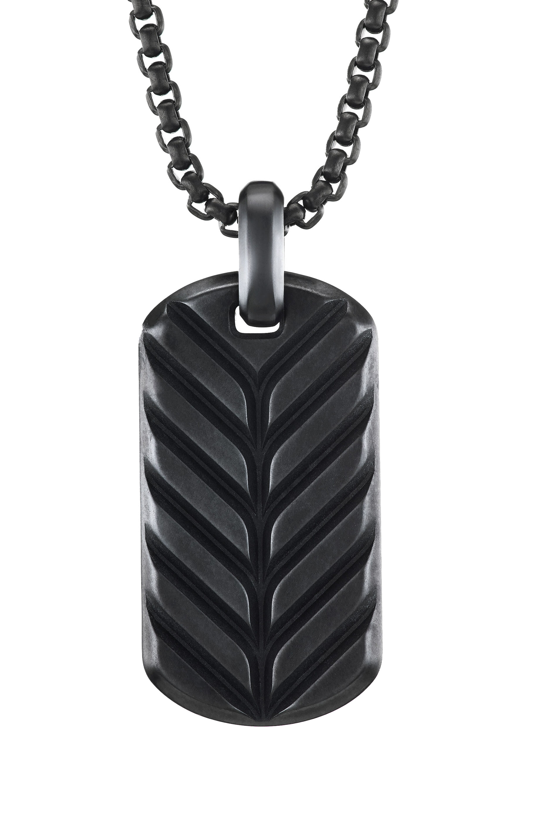Chevron Tag, Titanium, Sterling Silver & Diamonds