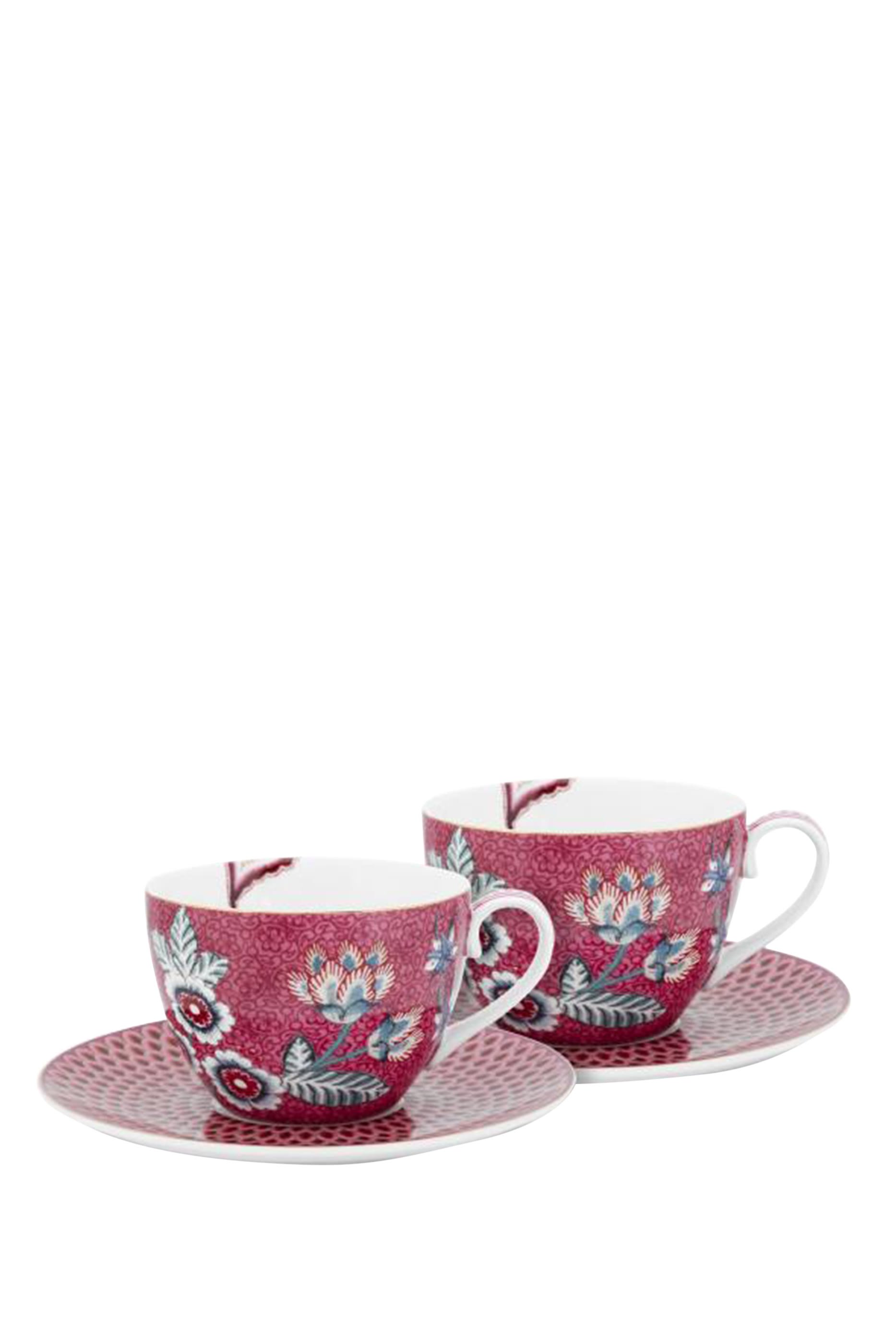 Flower Festival Cappuccino Cups & Saucers, Set of 2