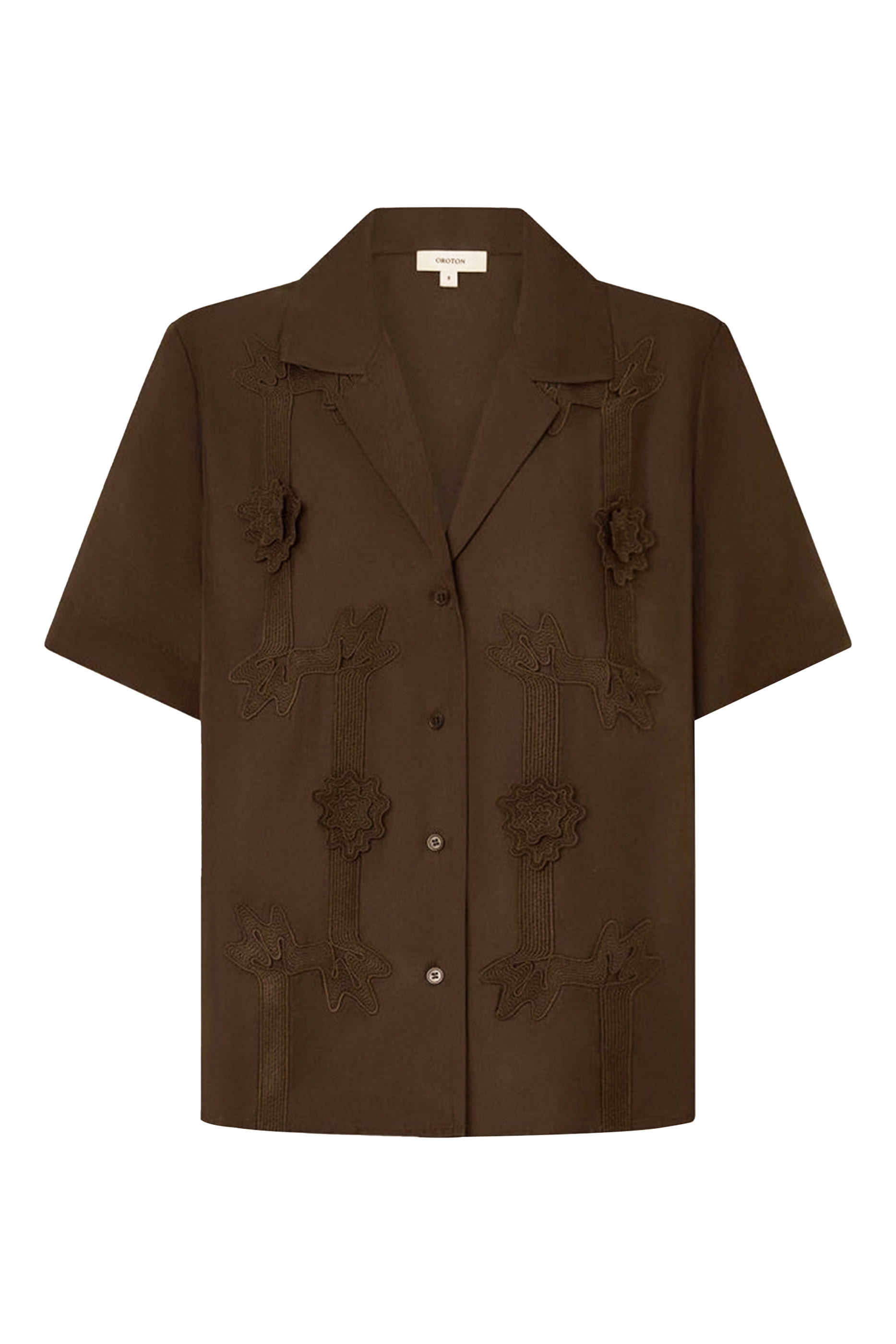 Ribbon Trim Camp Shirt