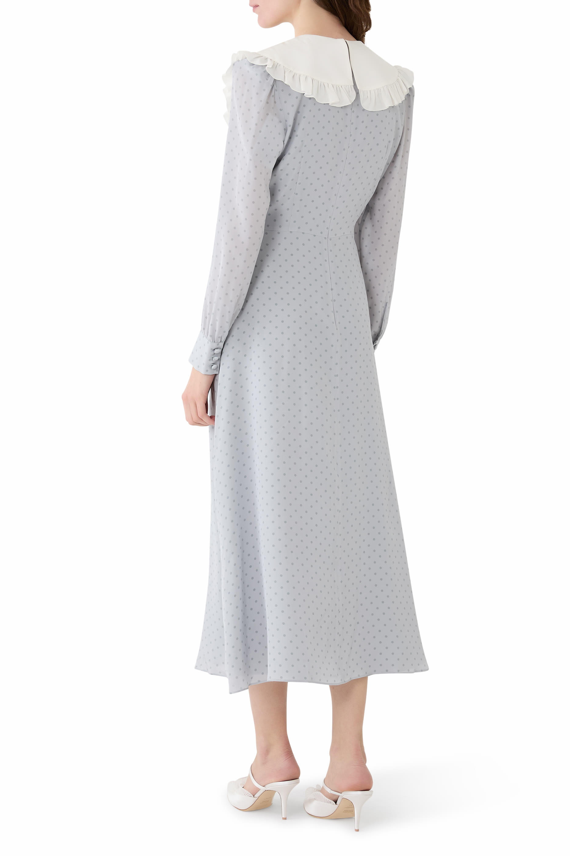 Polka Dot Collar Midi Dress