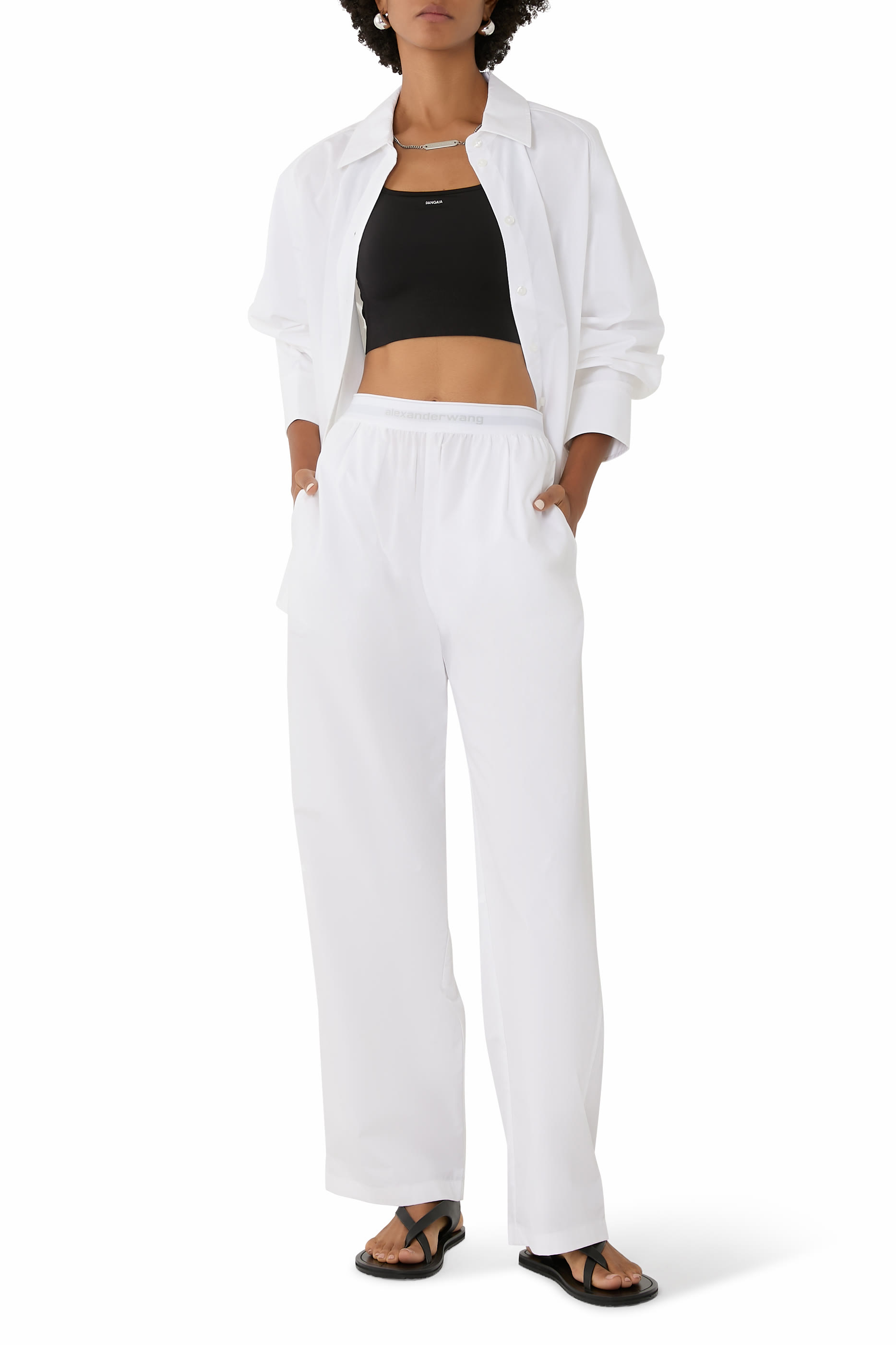 Necklace Oversized Button Down Shirt