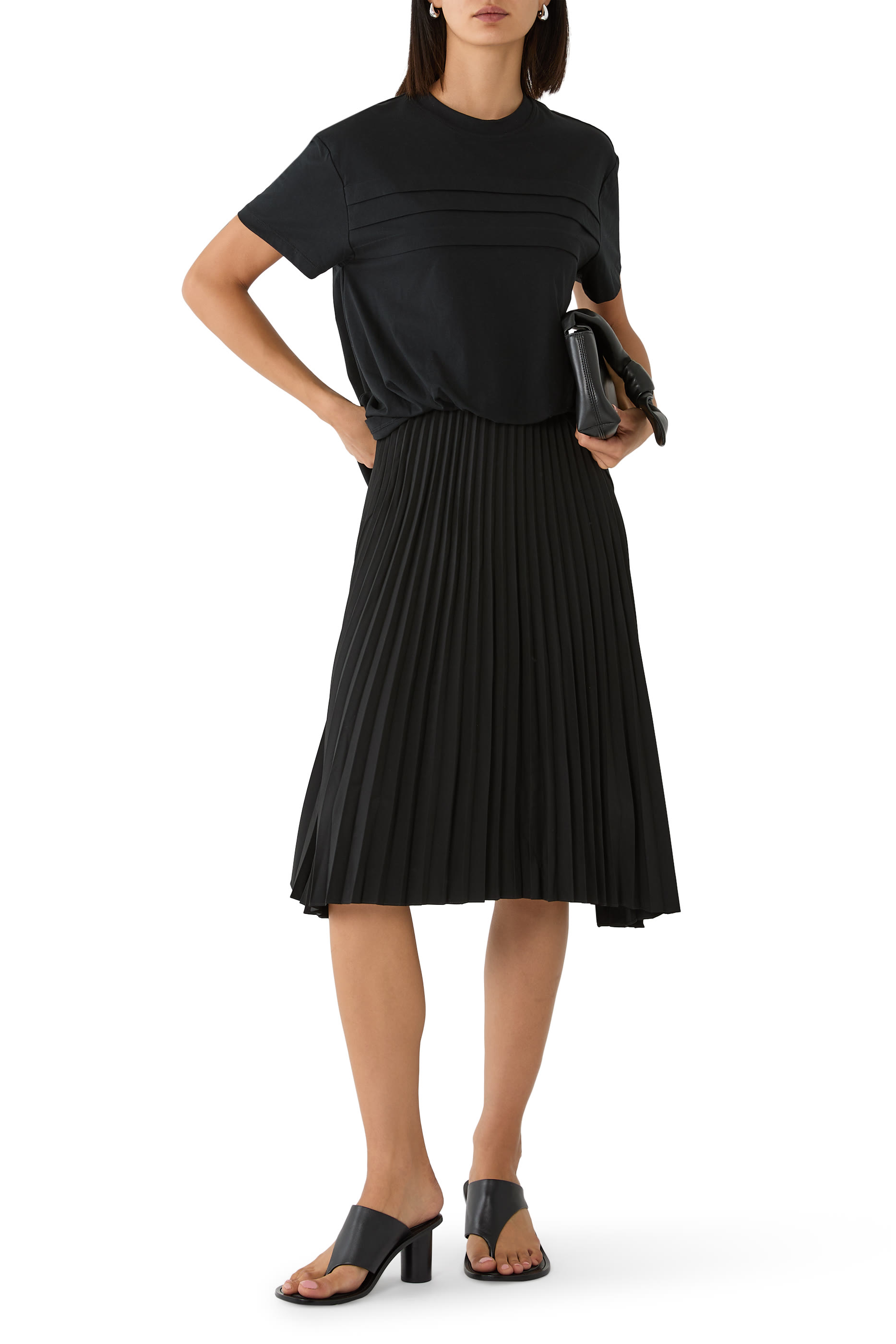 Pleated Tucked T-Shirt Combo Dress