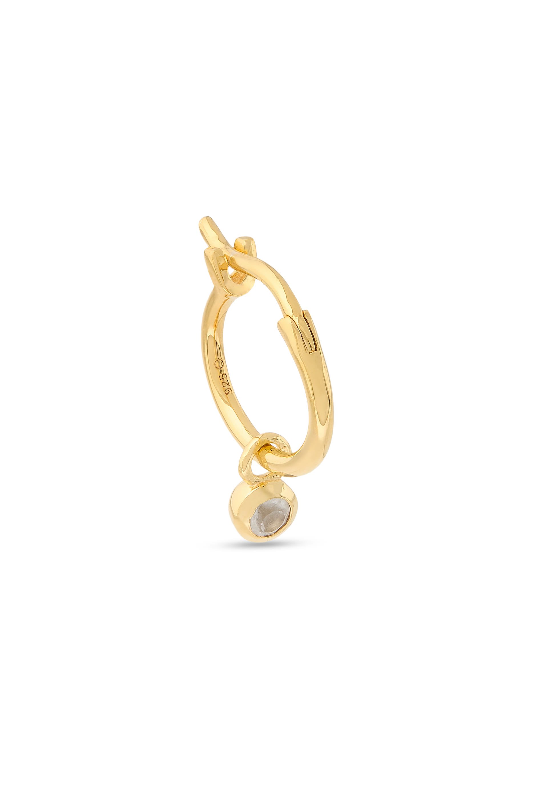  April Birthstone Mini Charm Hoop Earrings, 18k Recycled Gold Vermeil on Recycled Sterling Silver