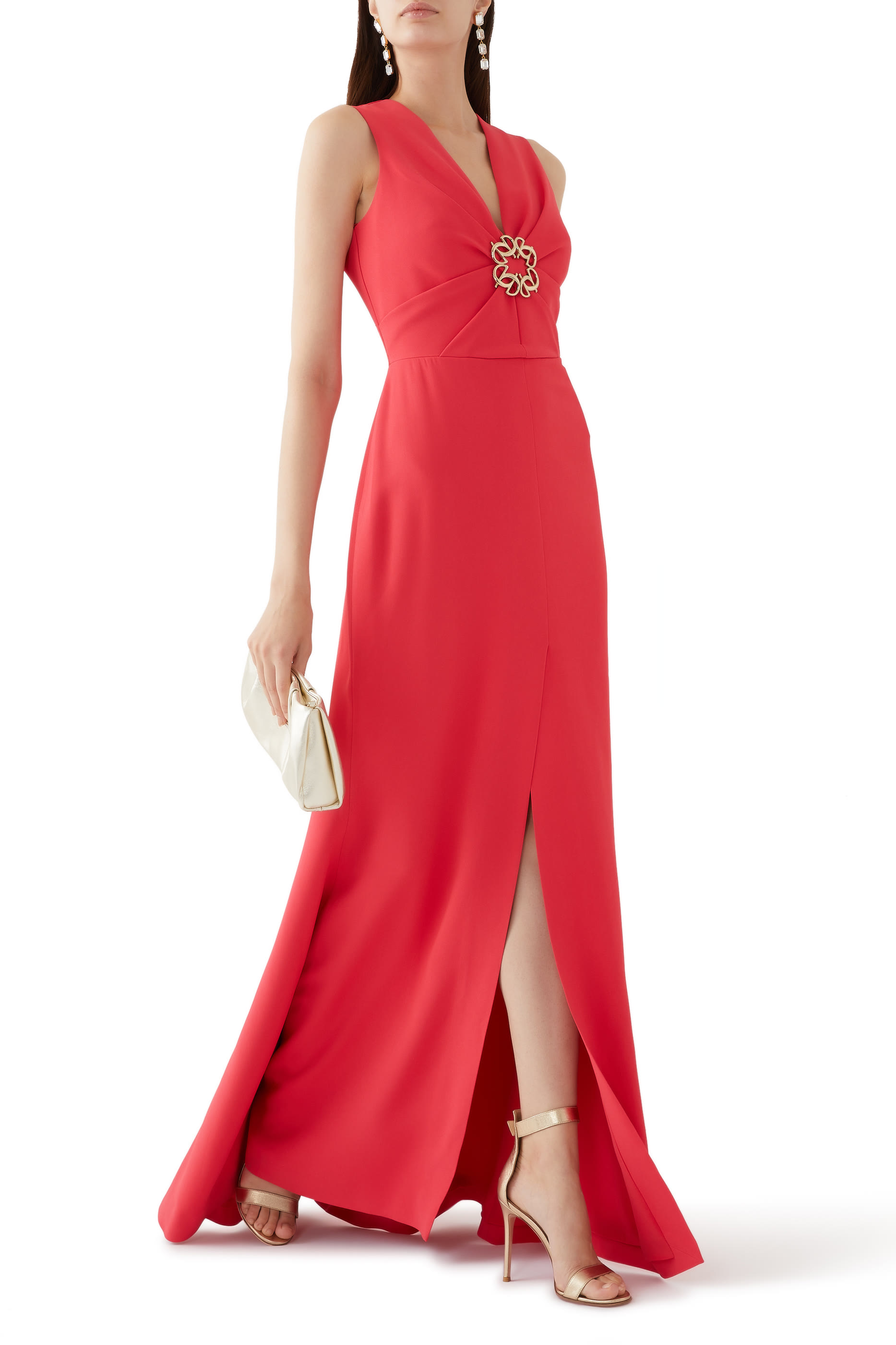 Gathered Embellished Cady Gown