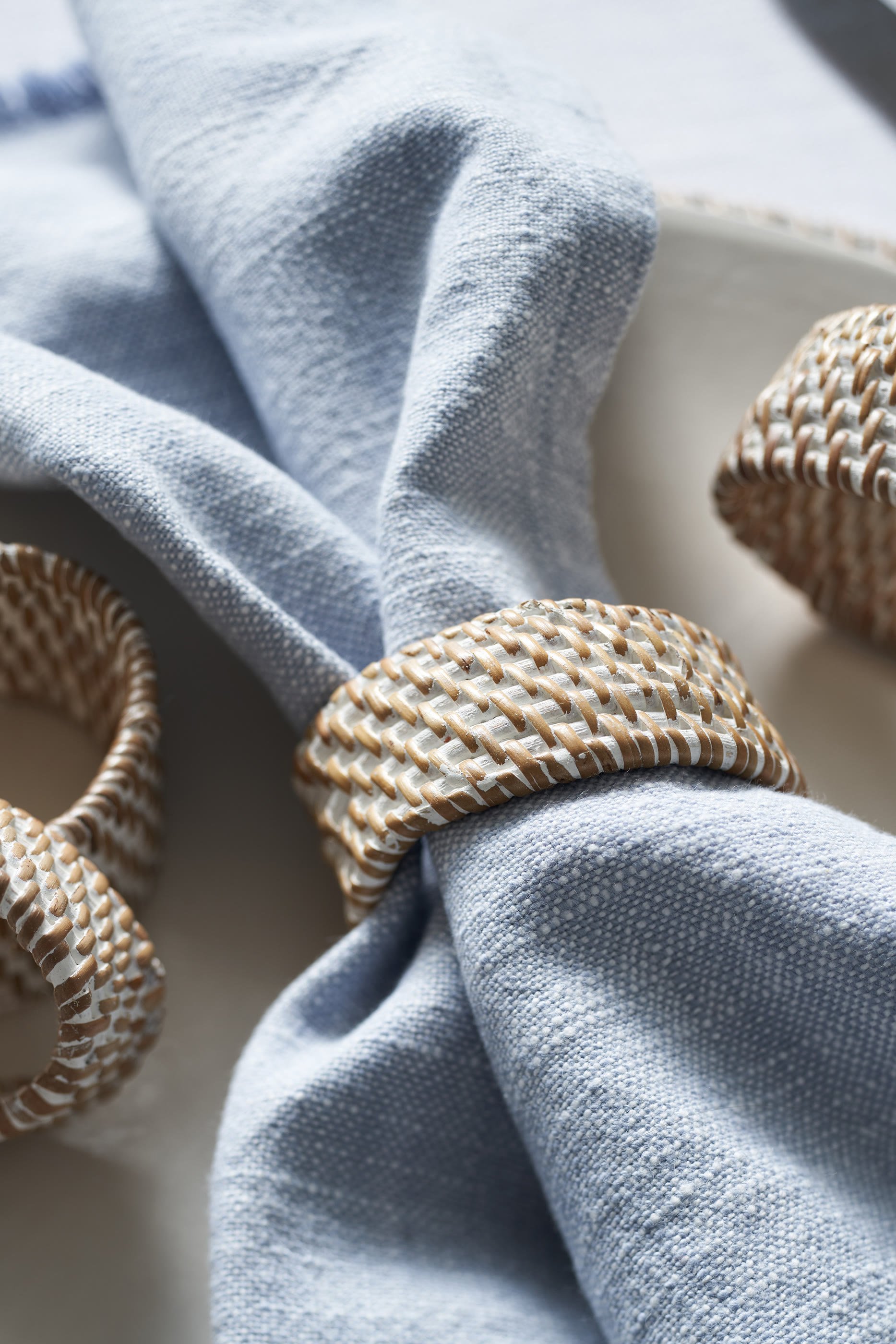 Whitewashed Rattan Napkin Rings