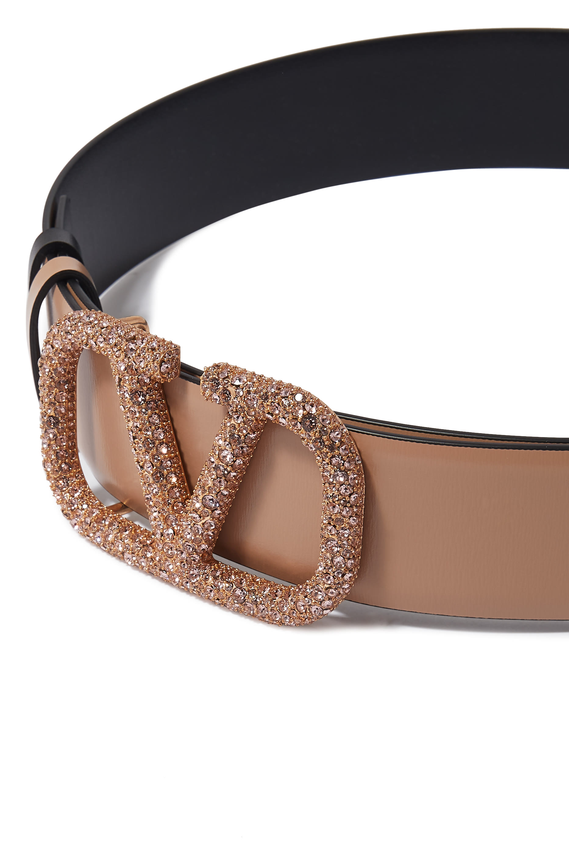 VLogo Crystal Buckle Belt