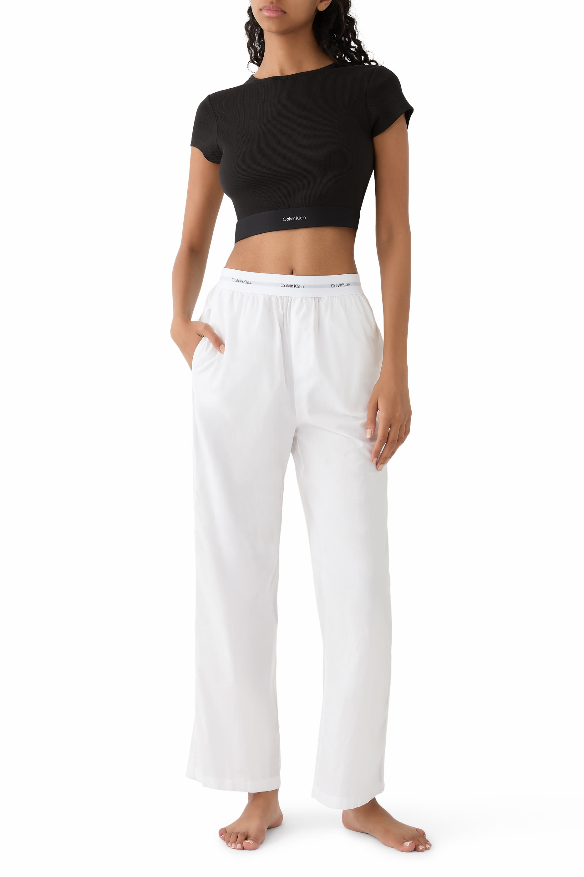 Logo Waistband Cotton Poplin Pants