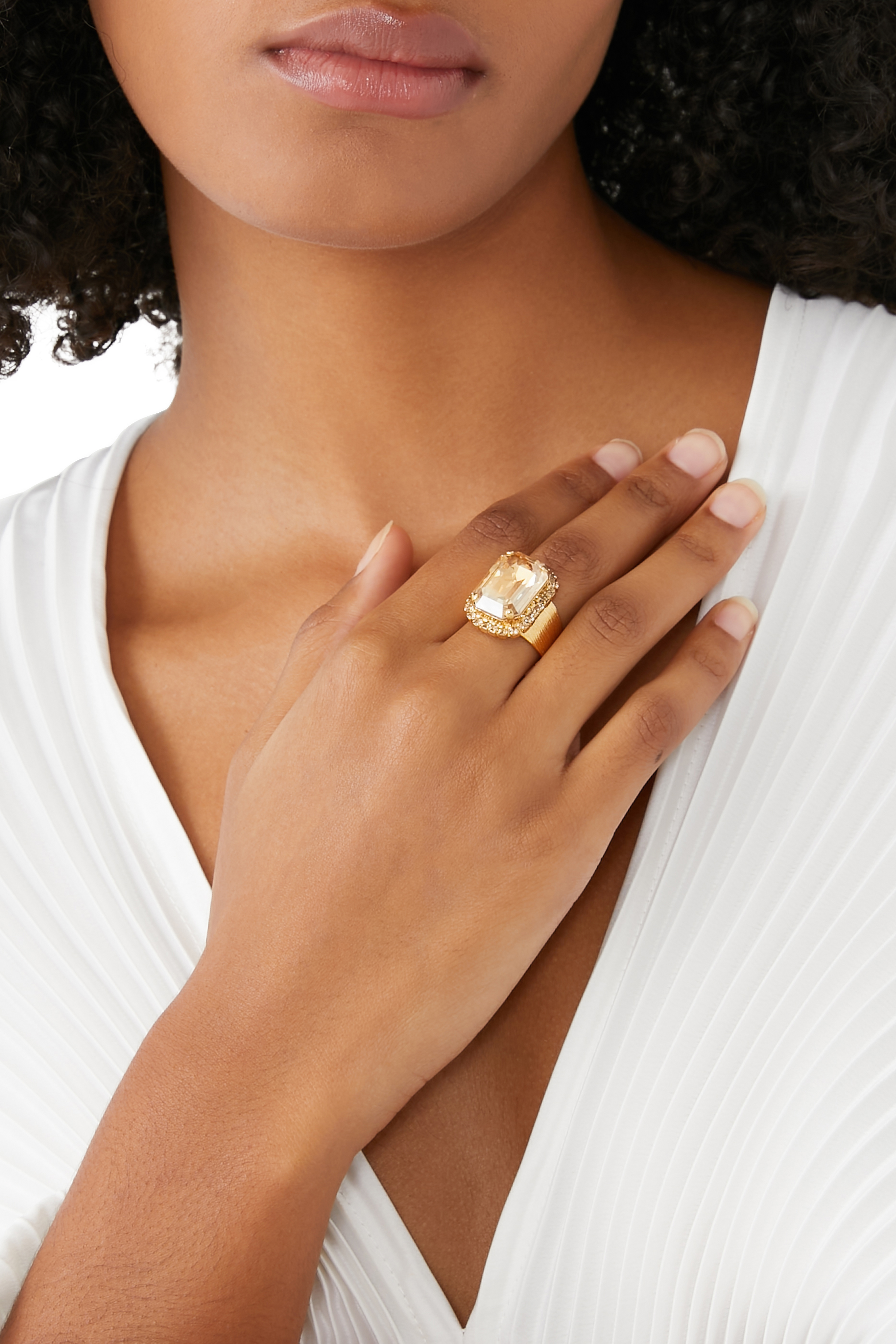 Lydia Cocktail Ring, Brass, 18k Gold/Rhodium Plating & Crystals