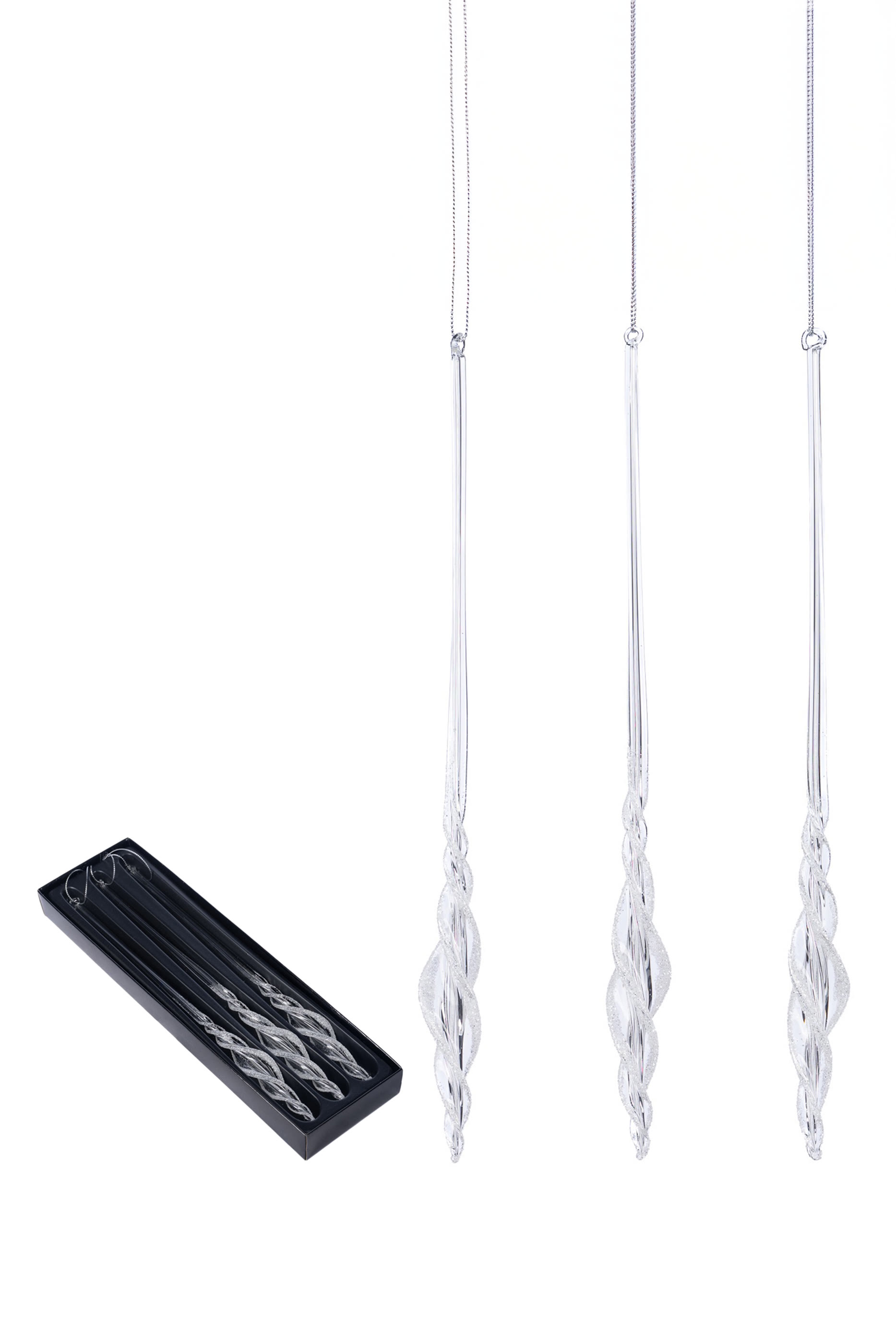 Glass Twist Icicle, Set of 3