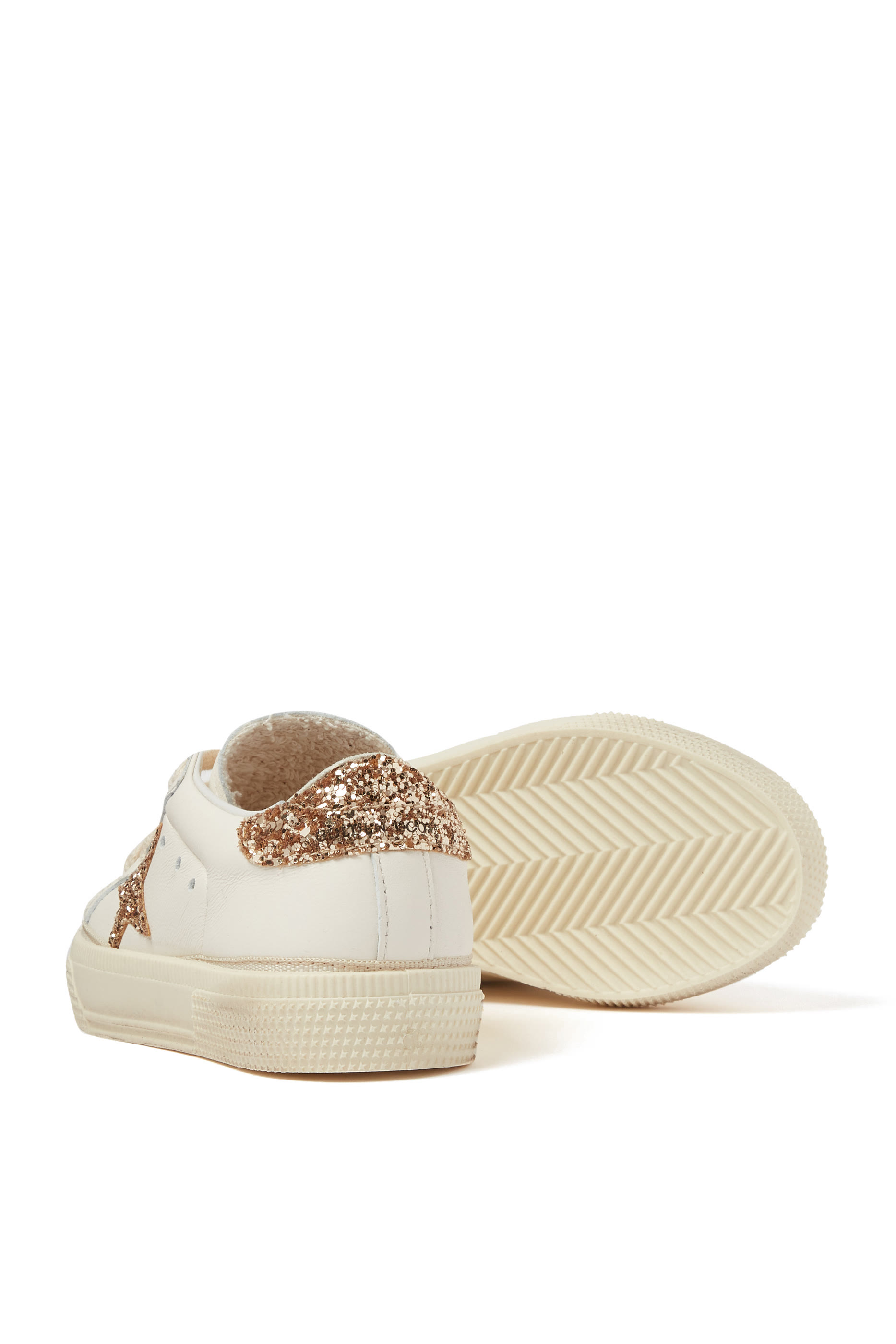 Kids May Leather Glitter Star Sneakers