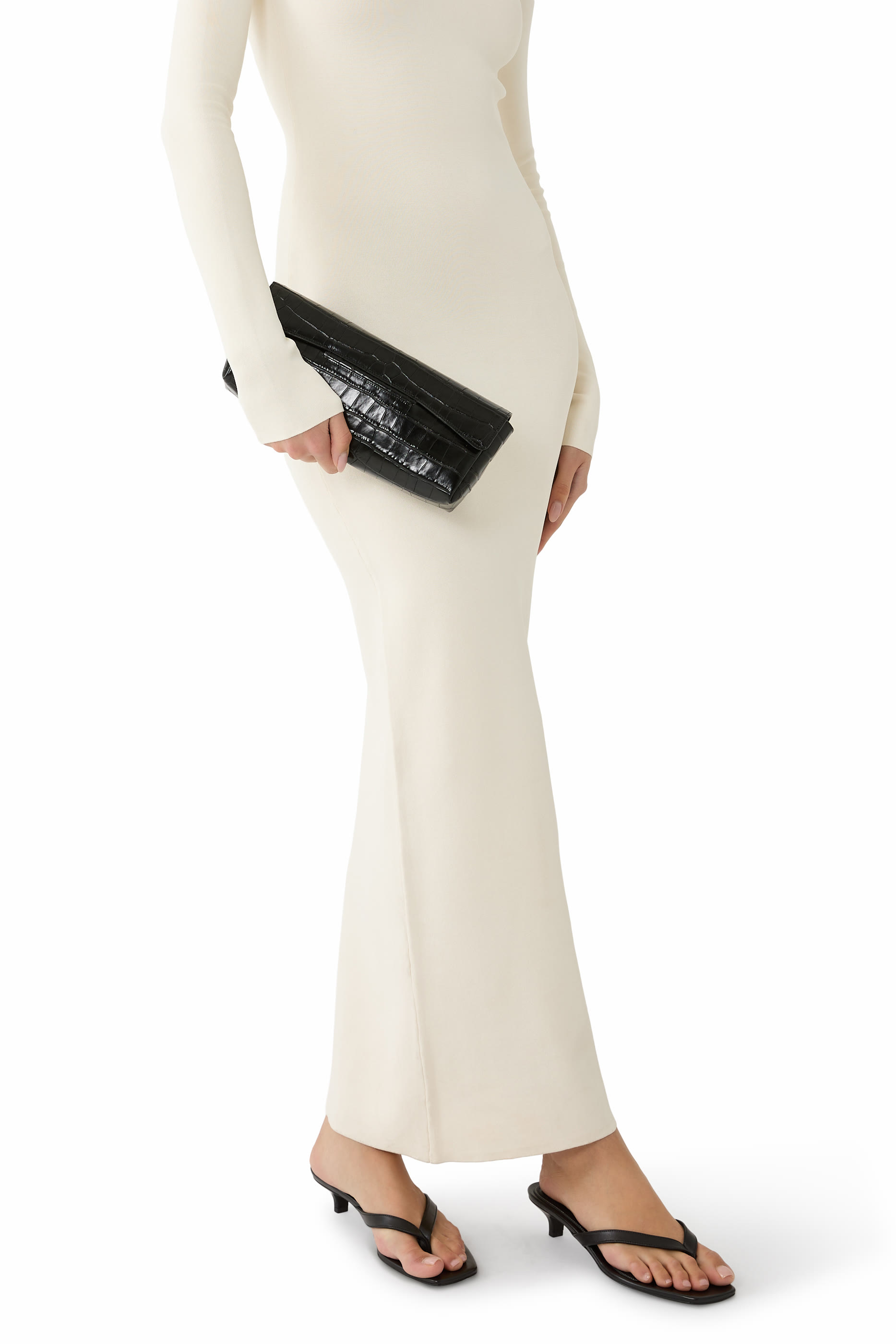 Soft Croco-Embossed T-Clutch 