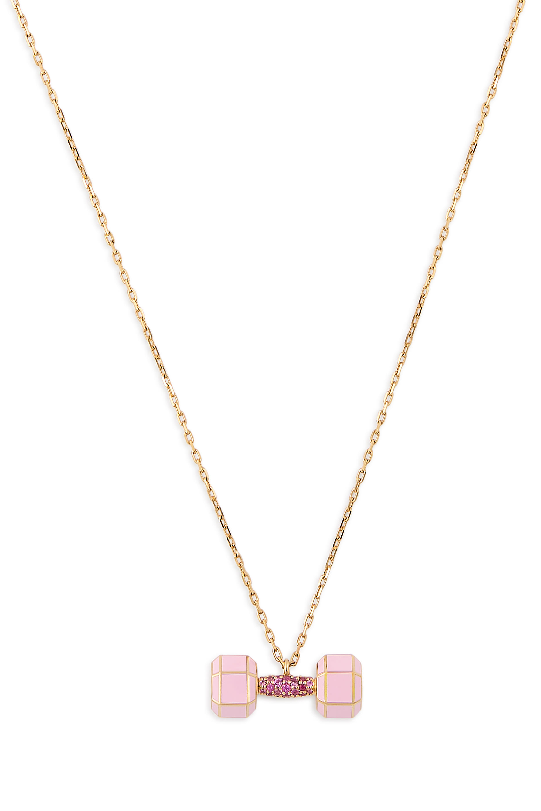Dumbbell Pendant, 18k Rose Gold & Sapphires, Enamel