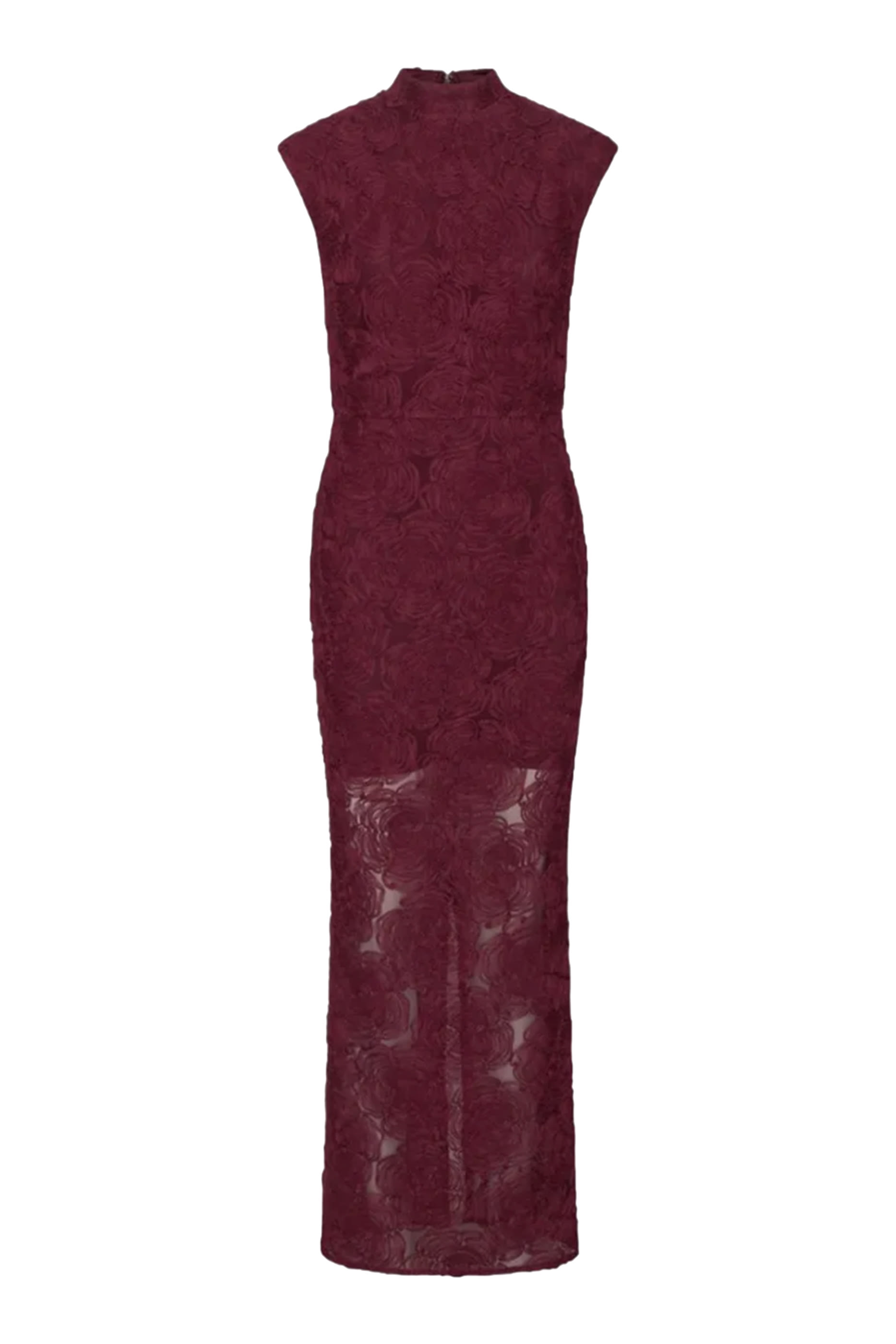 Floral-Mesh Maxi Dress