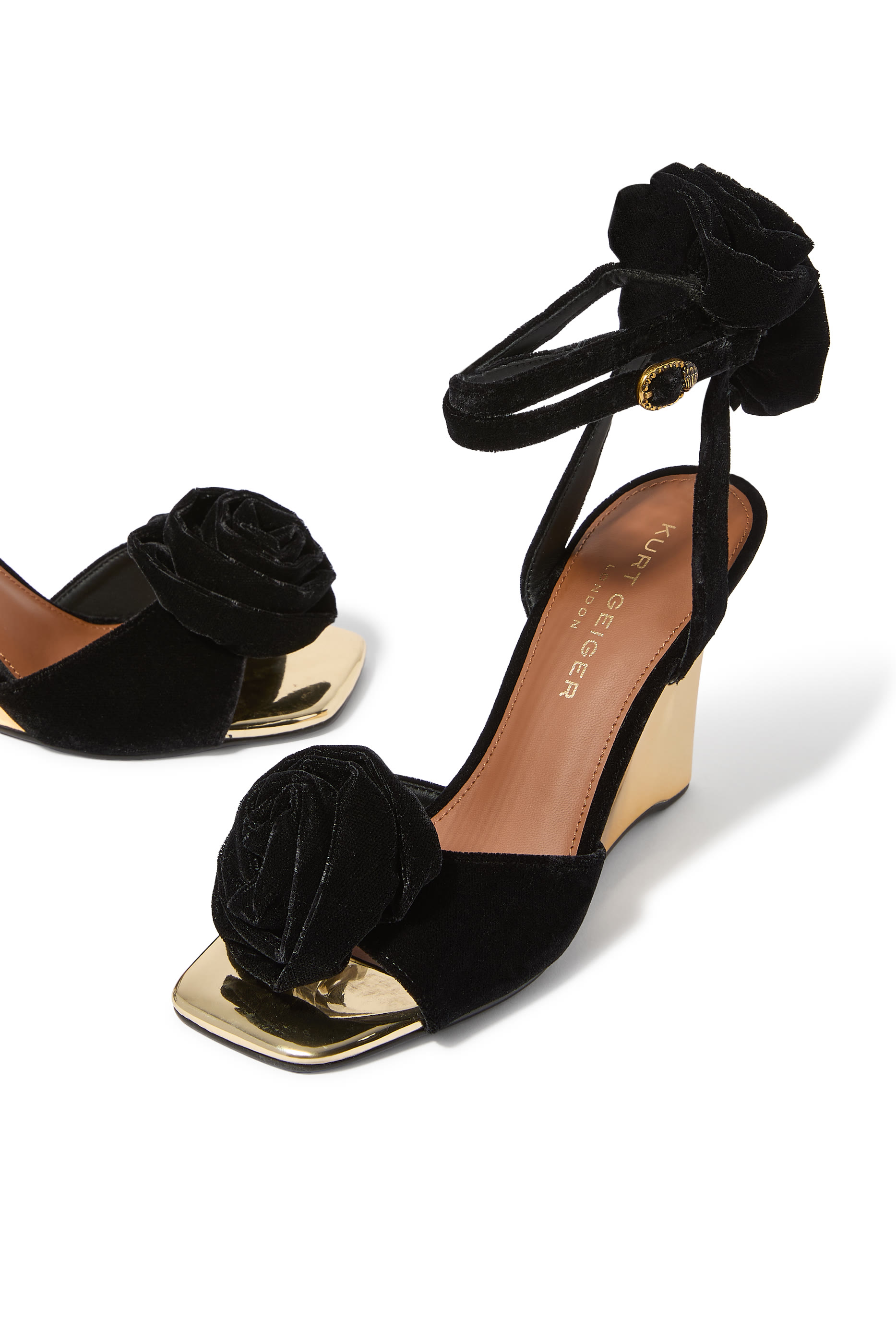 Bloom Velvet 95 Wedge Sandals