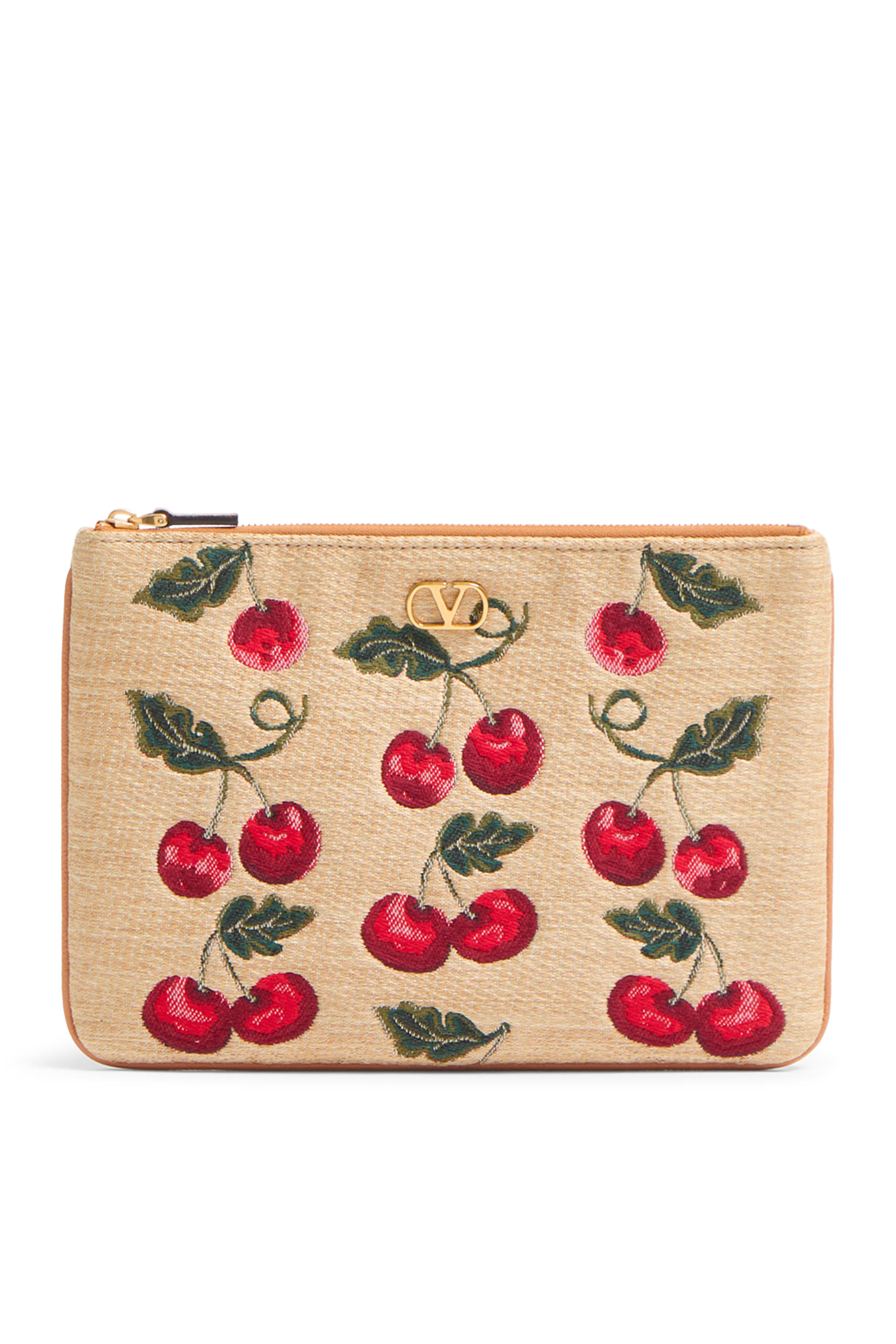 VLogo Signature Pouch in Jacquard Raffia