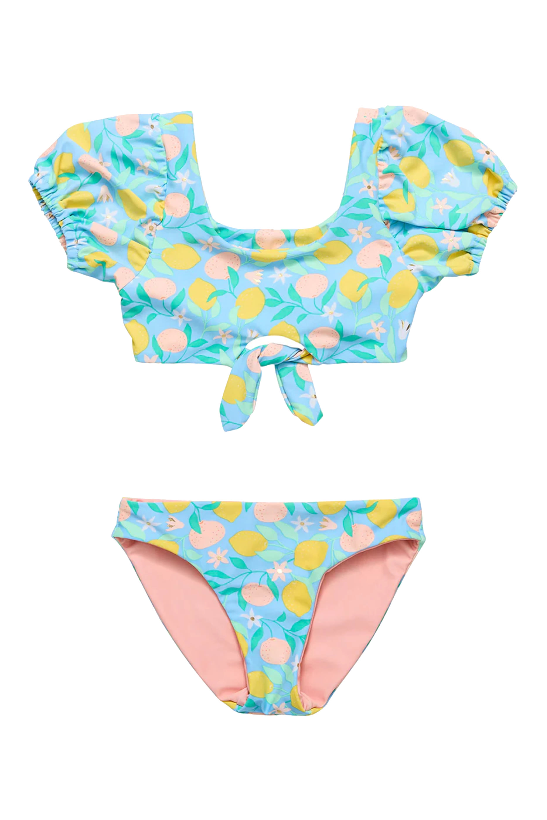 Kids Lemon Drops Knot Front Bikini