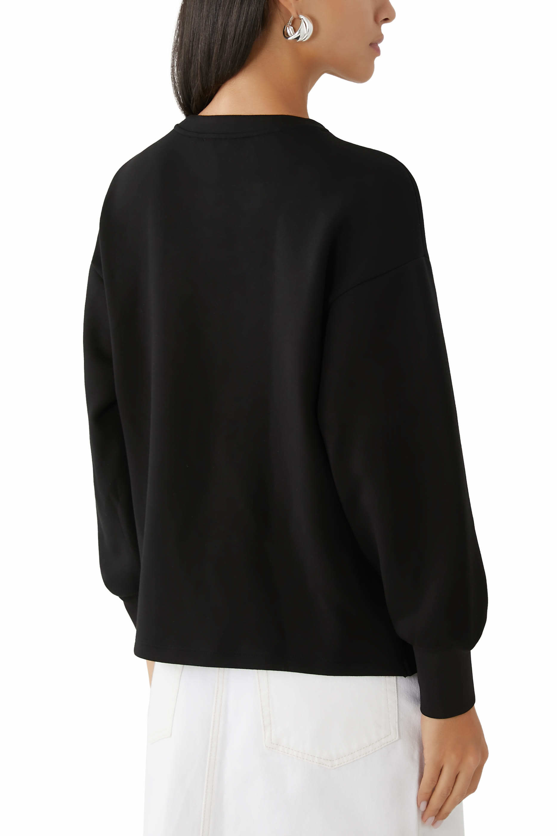 Scuba Fabric Sweatshirt with Side Slits