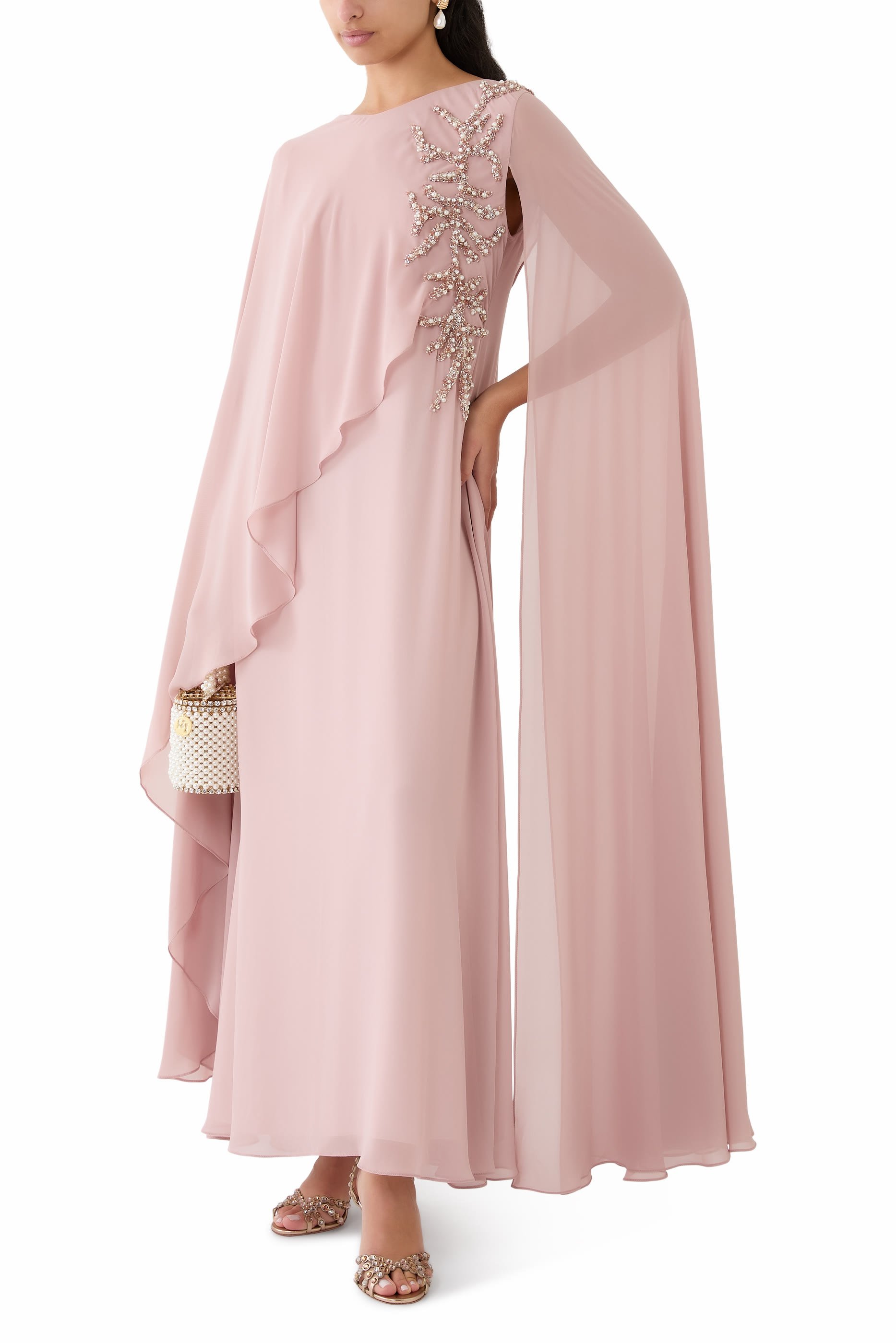 Cap Sleeves Drape Dress