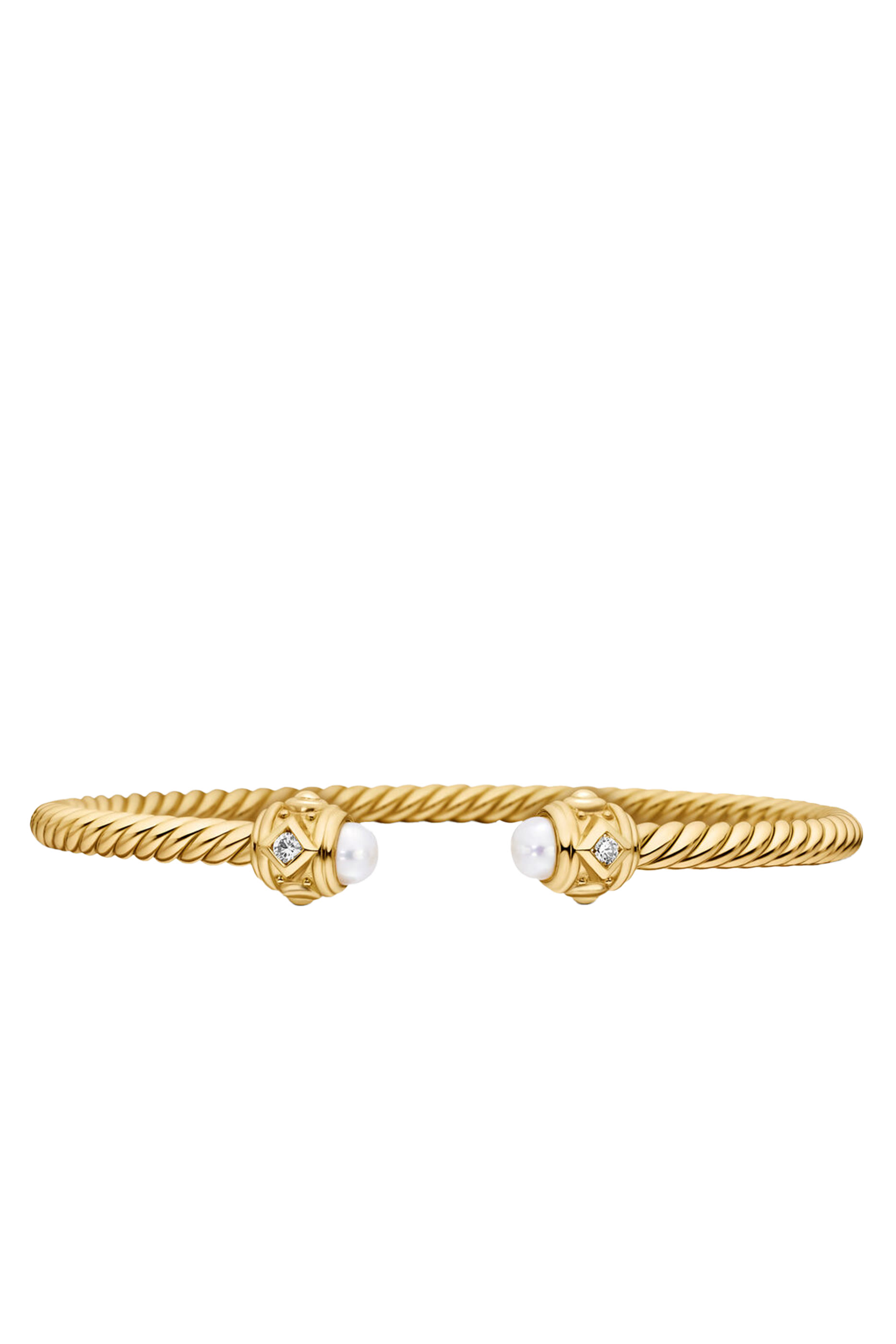 Renaissance Cablespira Bracelet, 18K Yellow Gold with Diamonds & Pearl