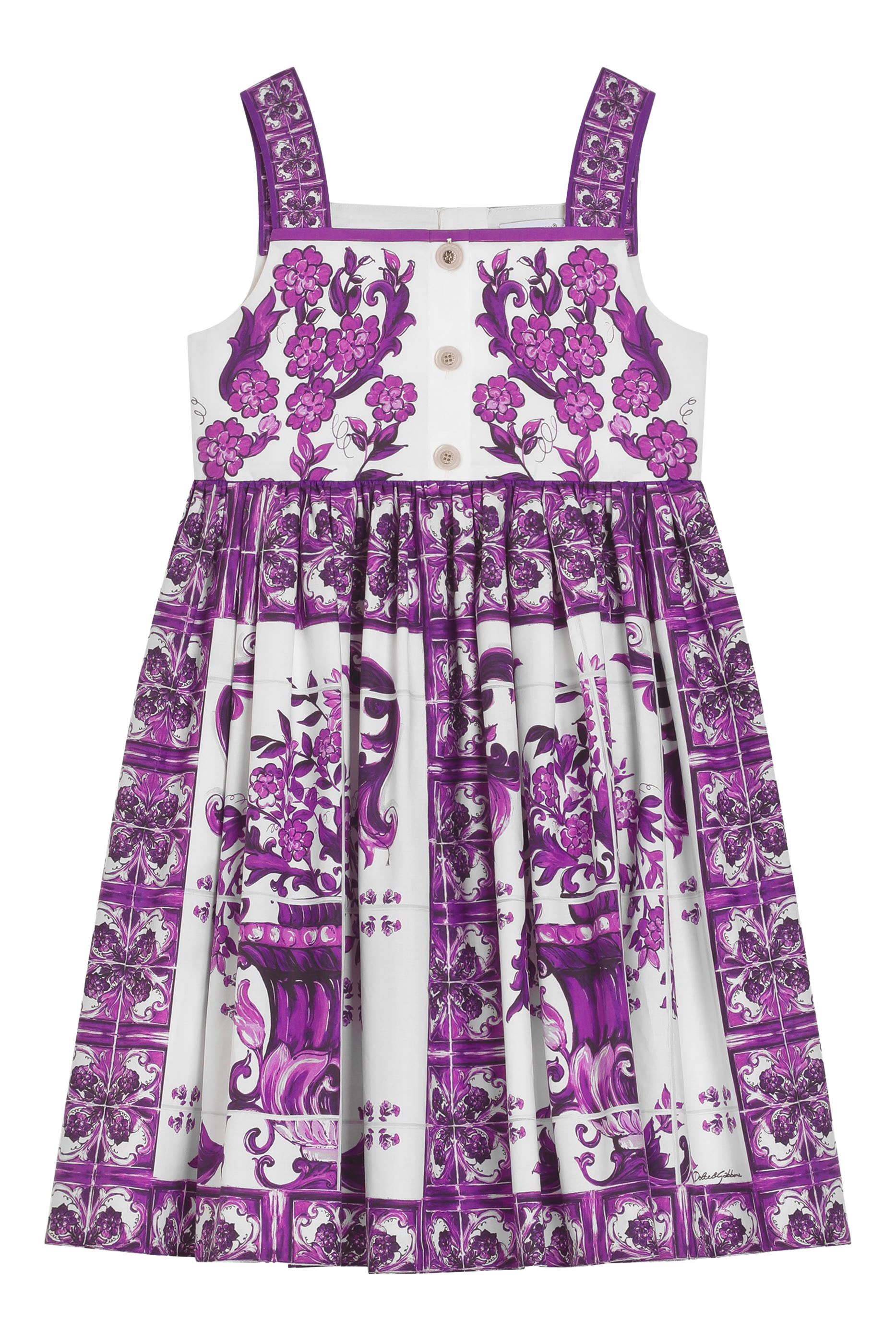 Kids Sleeveless Majolica Print Poplin Dress