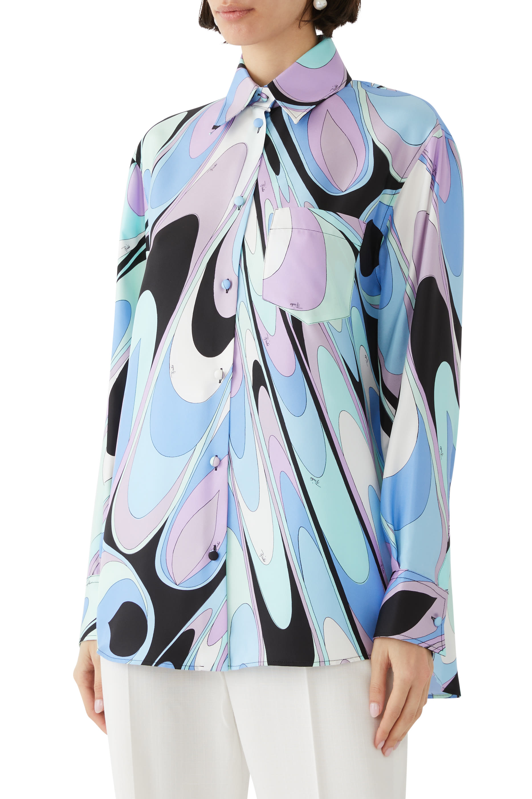 Onde-Print Silk Shirt