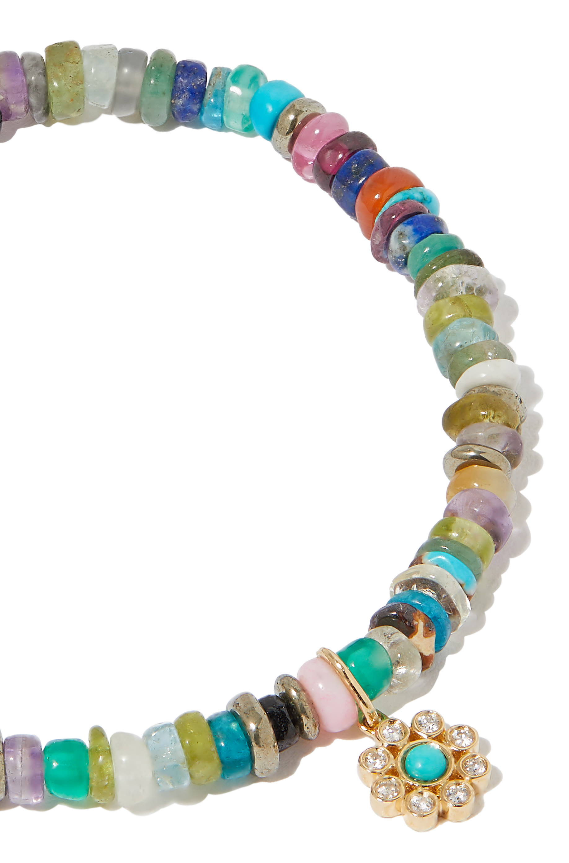 Kids Evil Eye Charm Beaded Bracelet, 14k Yellow Gold & Enamel & Diamonds