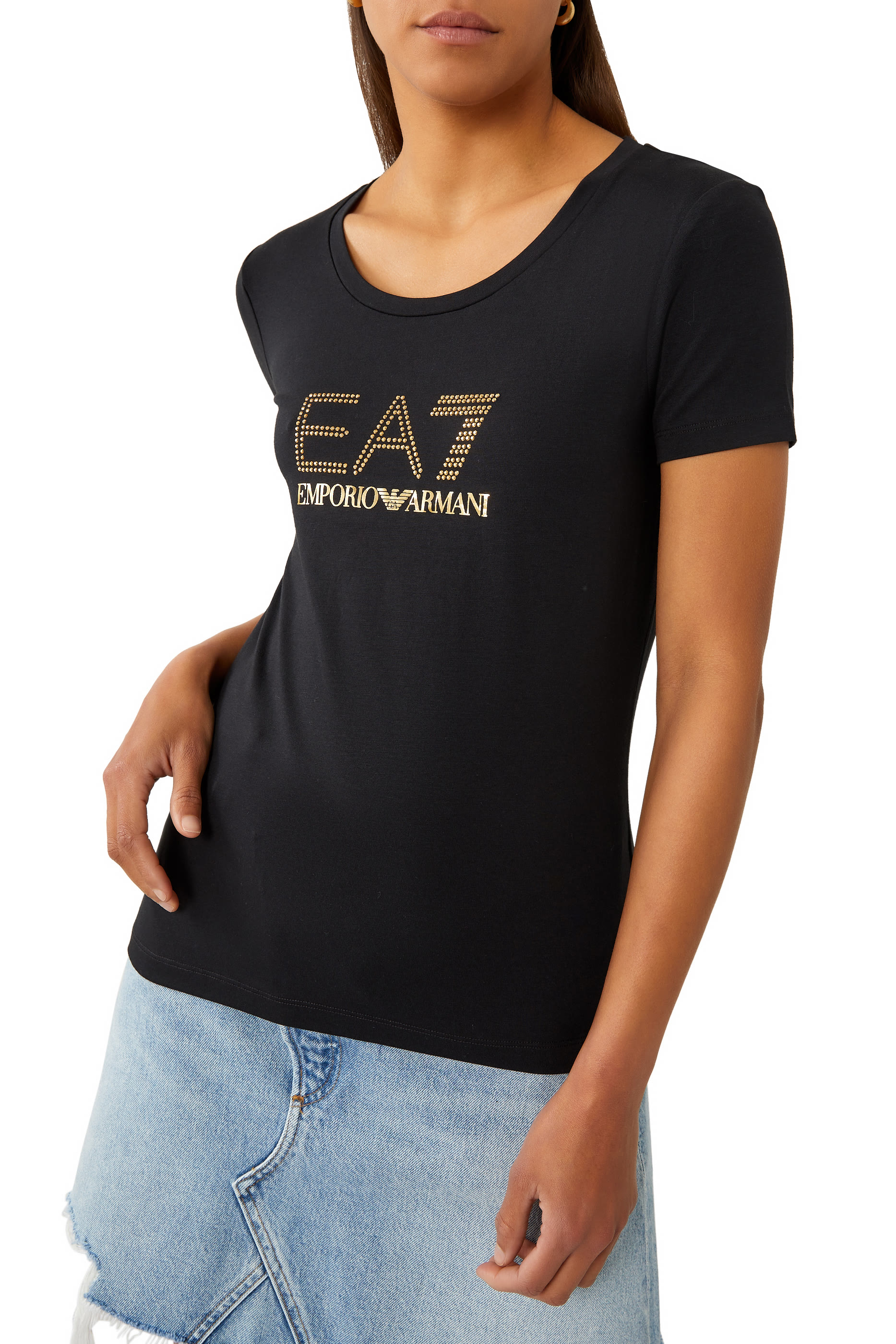 Rhinestone Embellished Logo T-Shirt