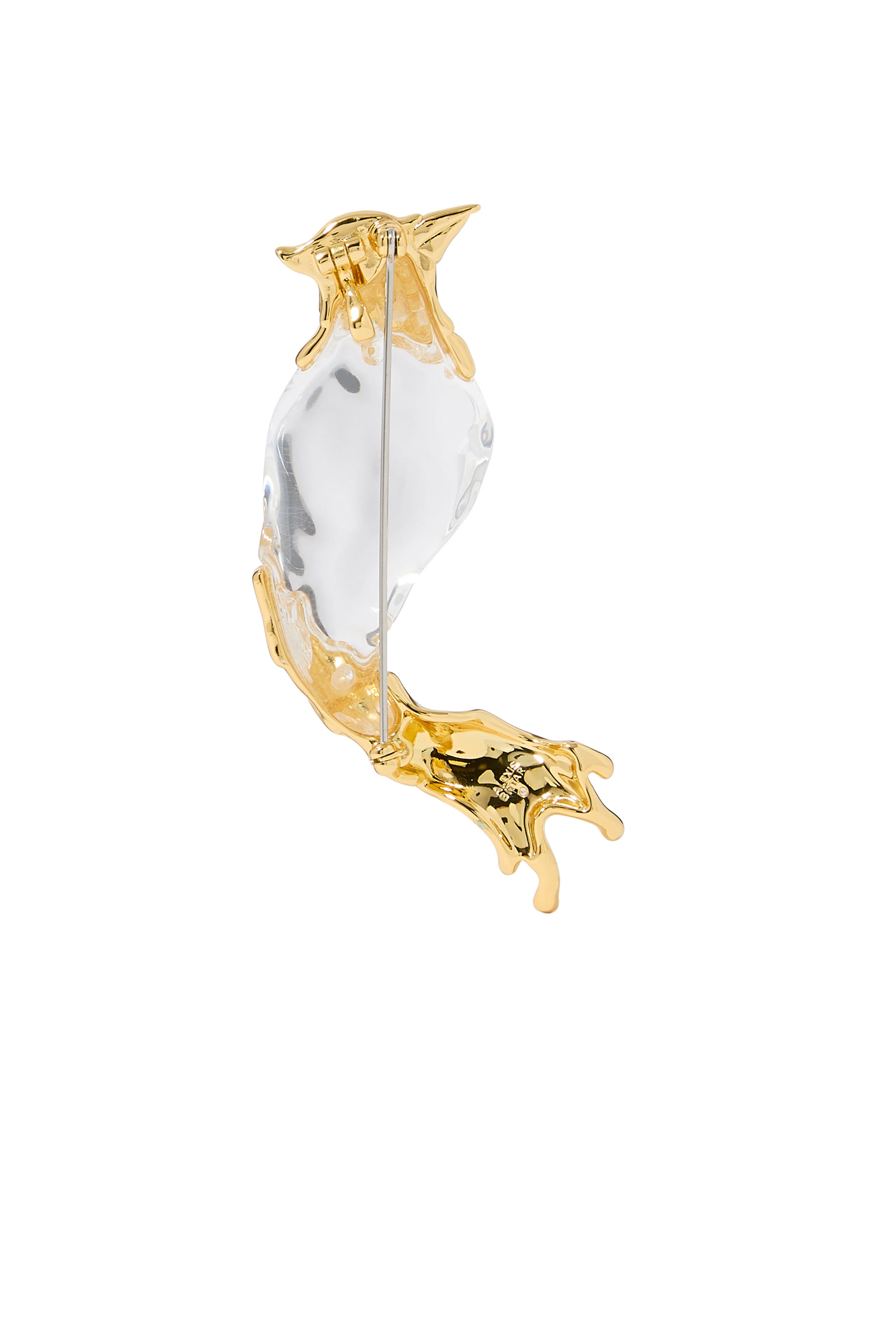 Liquid Lucite Cardinal Pin, 14k Gold Plated Brass, Rhodium Tone Plated Brass, Lucite & Crystal