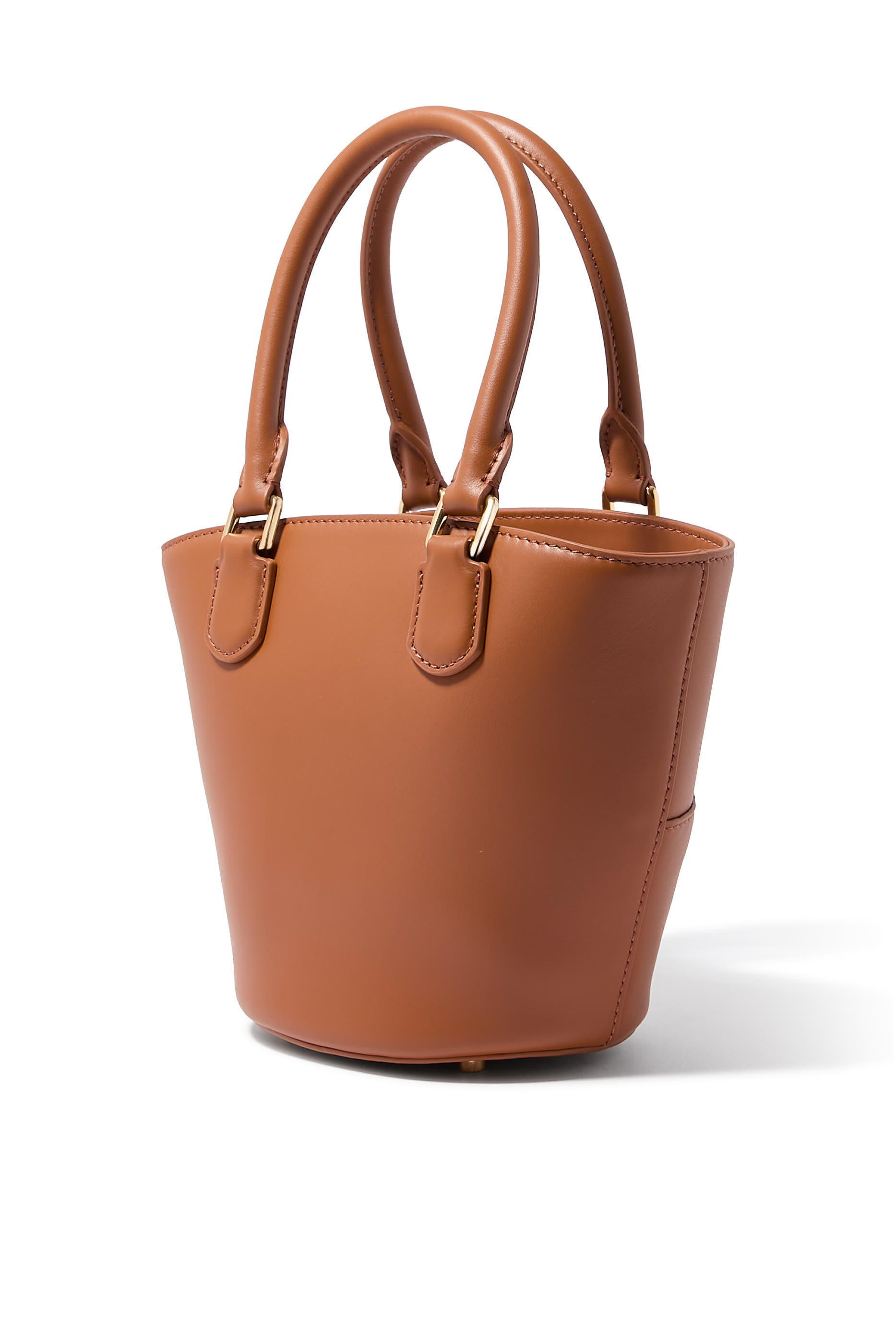 Tan Leather Charm Tote Bag