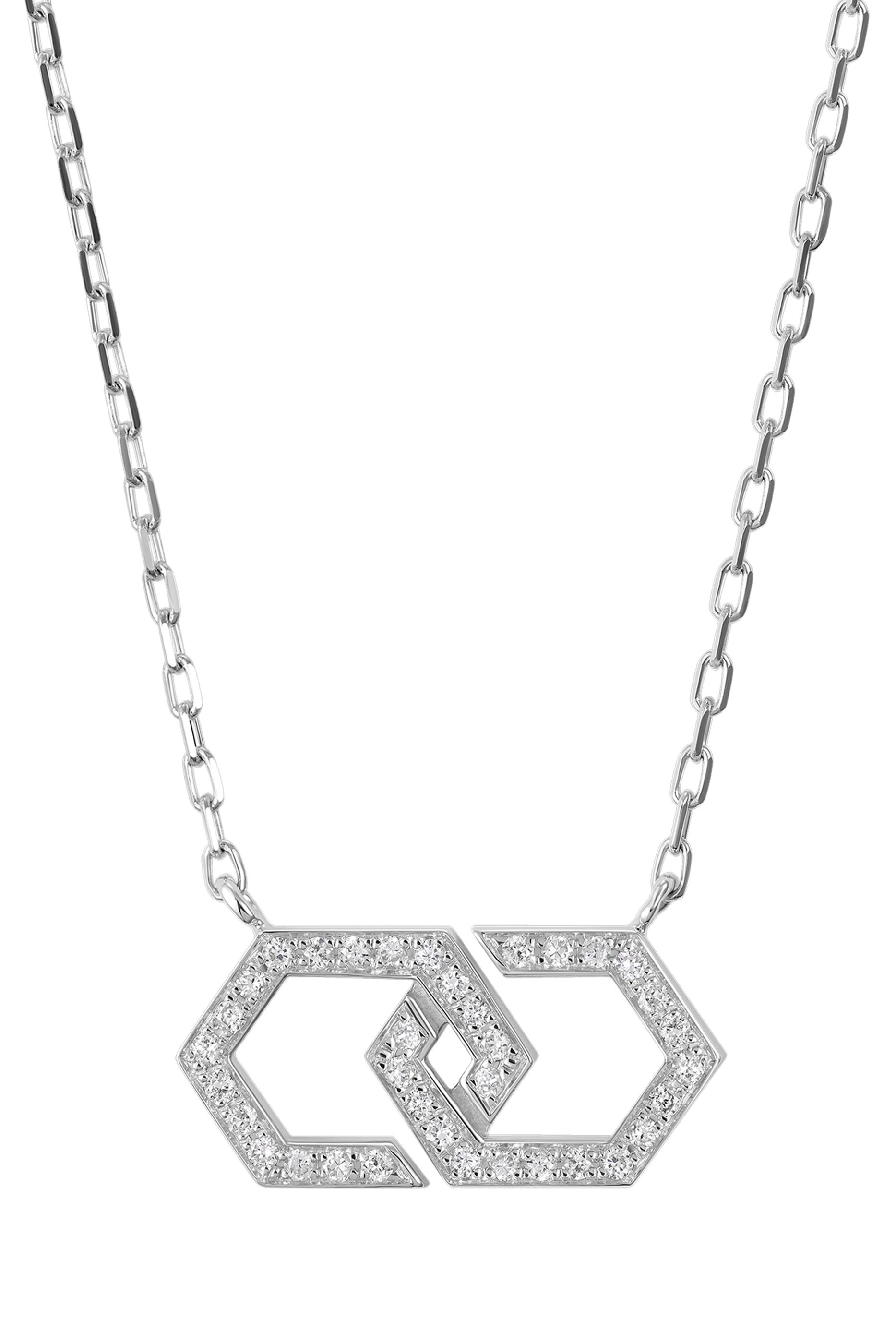 Infinity Medium Necklace, 18K White Gold & Diamonds
