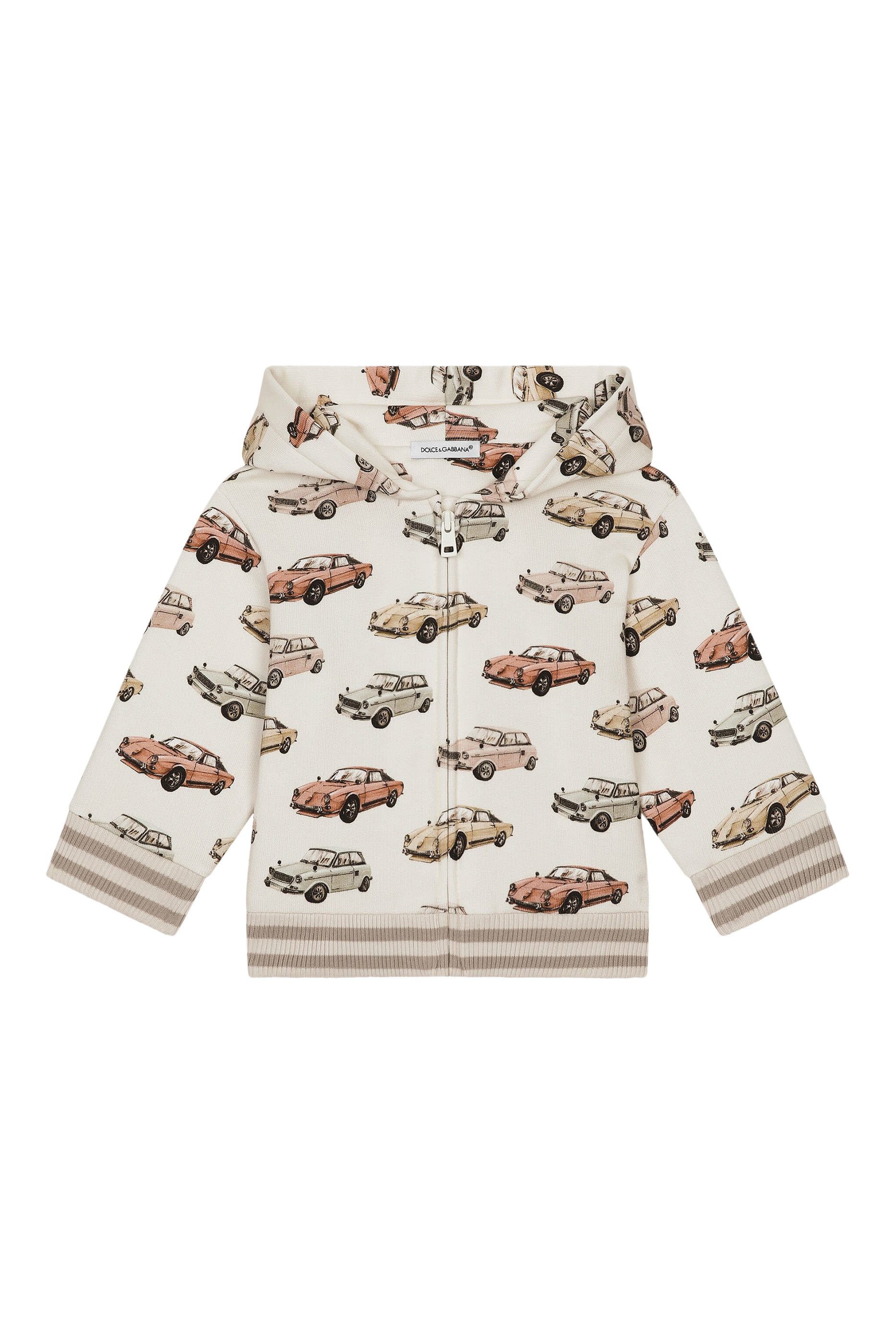 Kids Car Printed Sweatshirt with Attached Hood