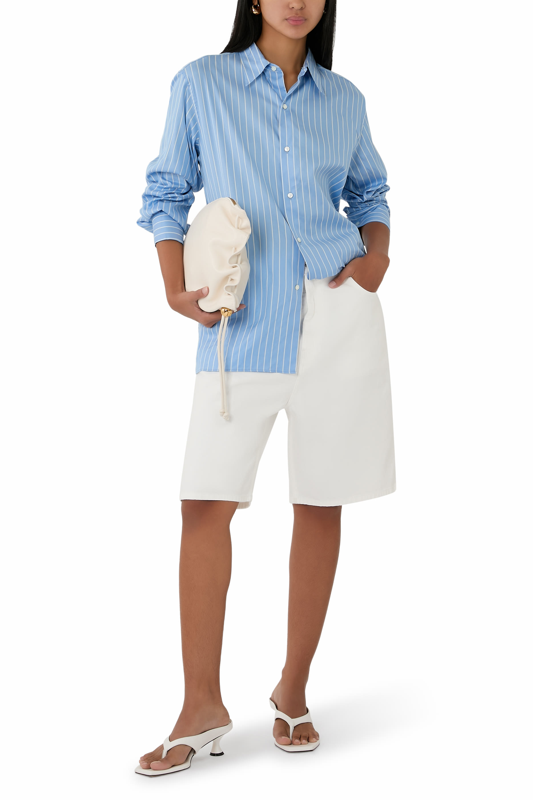 Cotton Silk Stripe Double Cuff Shirt